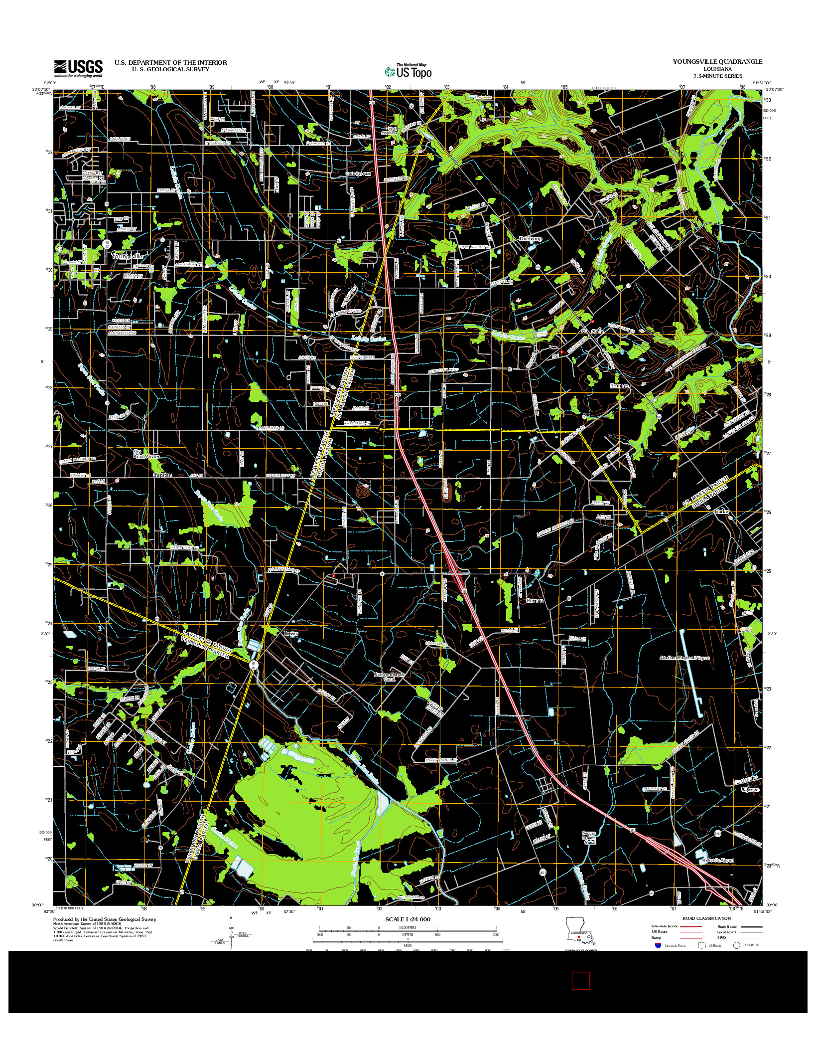 USGS US TOPO 7.5-MINUTE MAP FOR YOUNGSVILLE, LA 2012