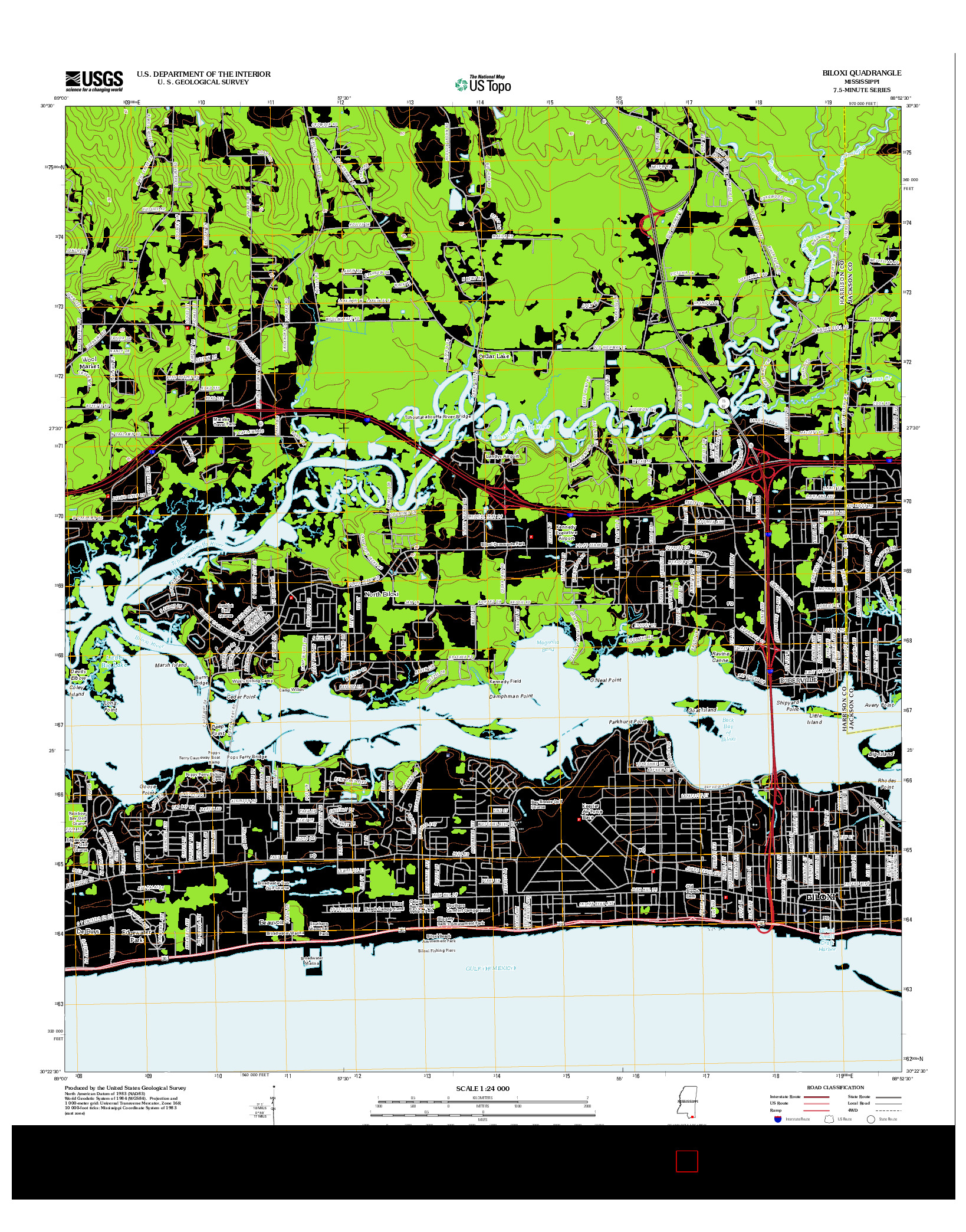 USGS US TOPO 7.5-MINUTE MAP FOR BILOXI, MS 2012