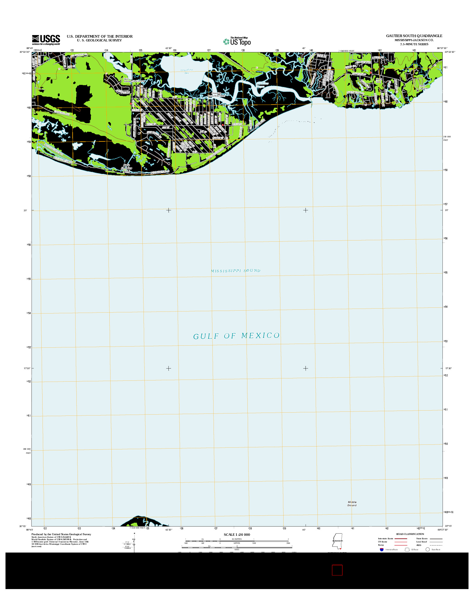 USGS US TOPO 7.5-MINUTE MAP FOR GAUTIER SOUTH, MS 2012