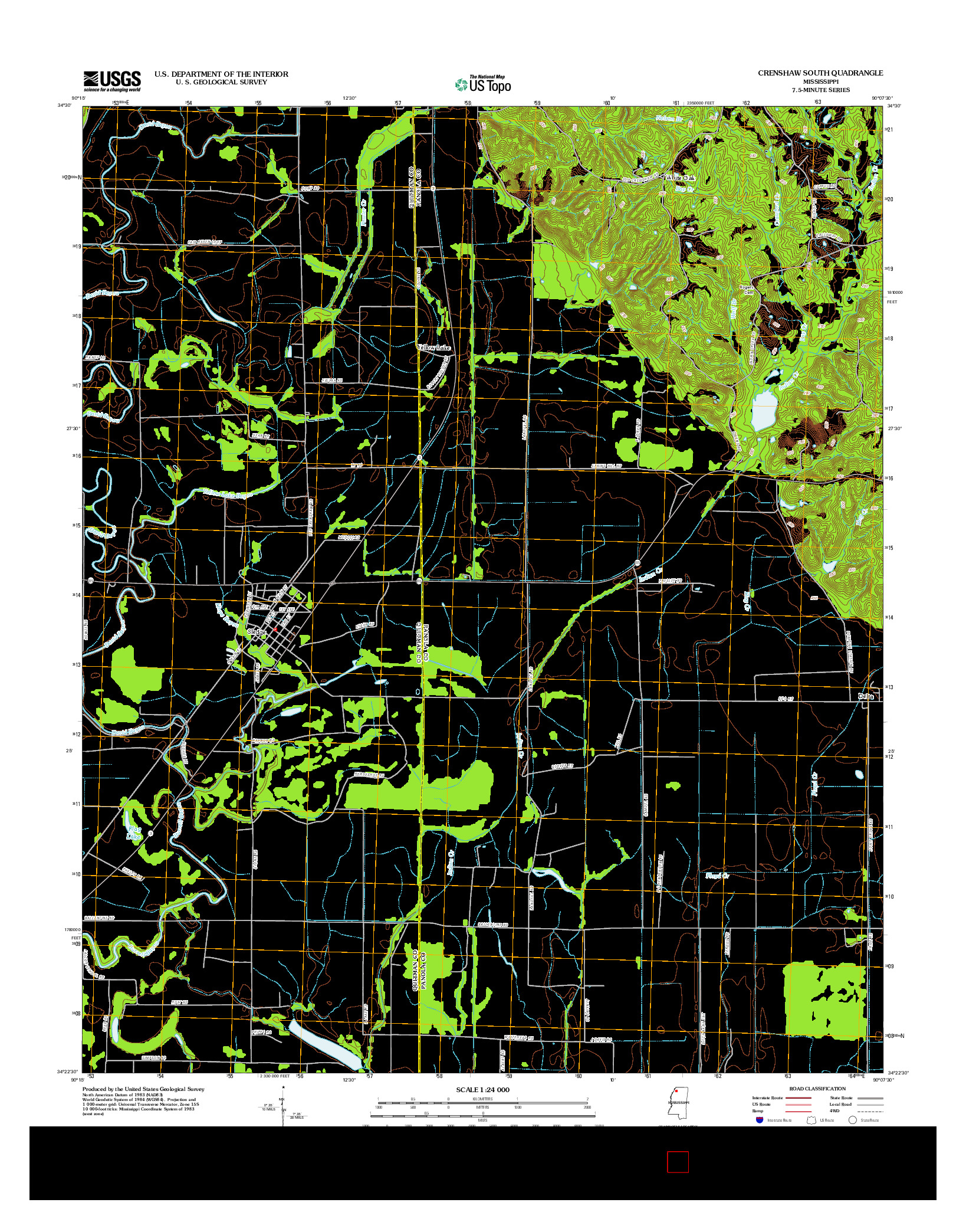 USGS US TOPO 7.5-MINUTE MAP FOR CRENSHAW SOUTH, MS 2012