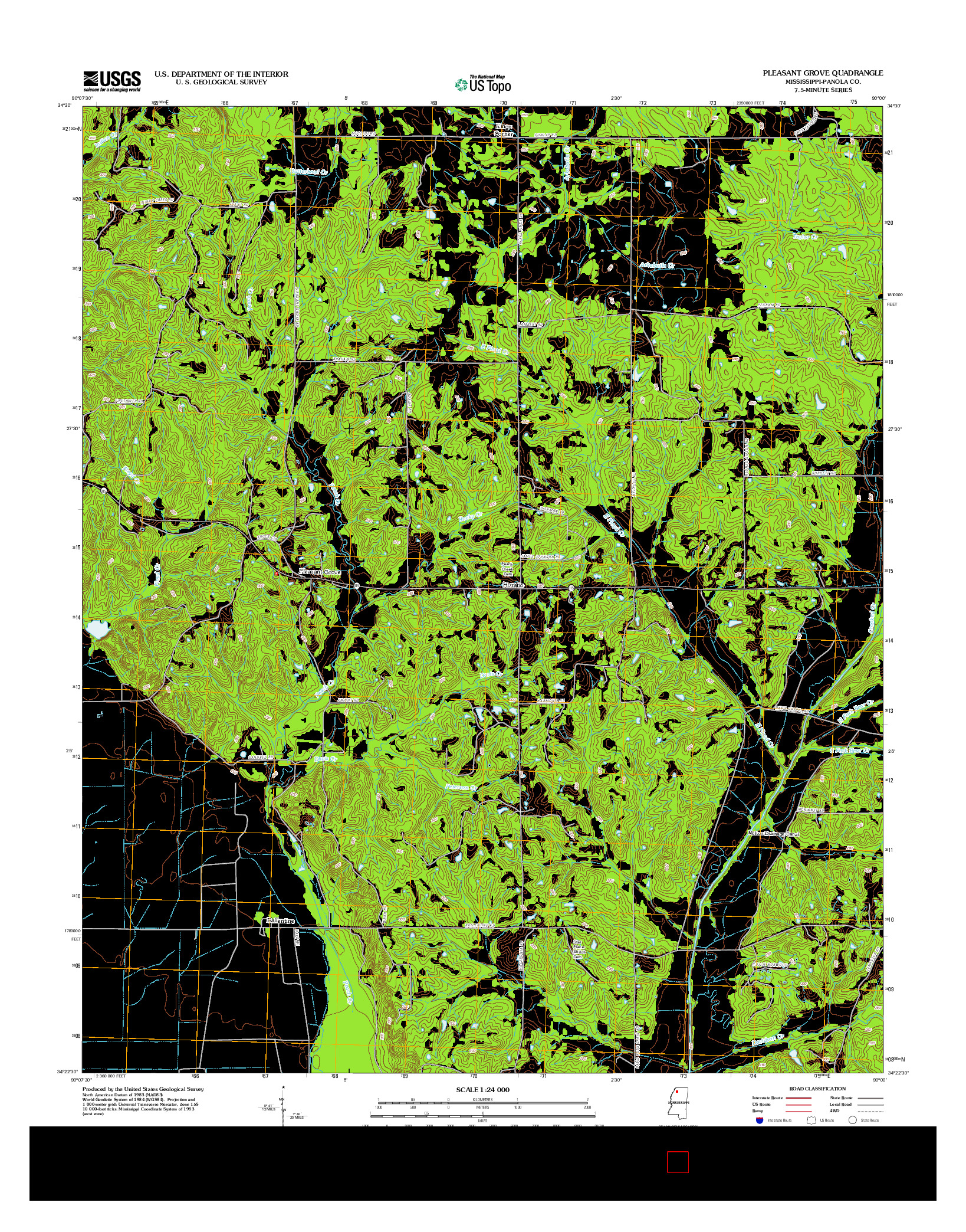 USGS US TOPO 7.5-MINUTE MAP FOR PLEASANT GROVE, MS 2012