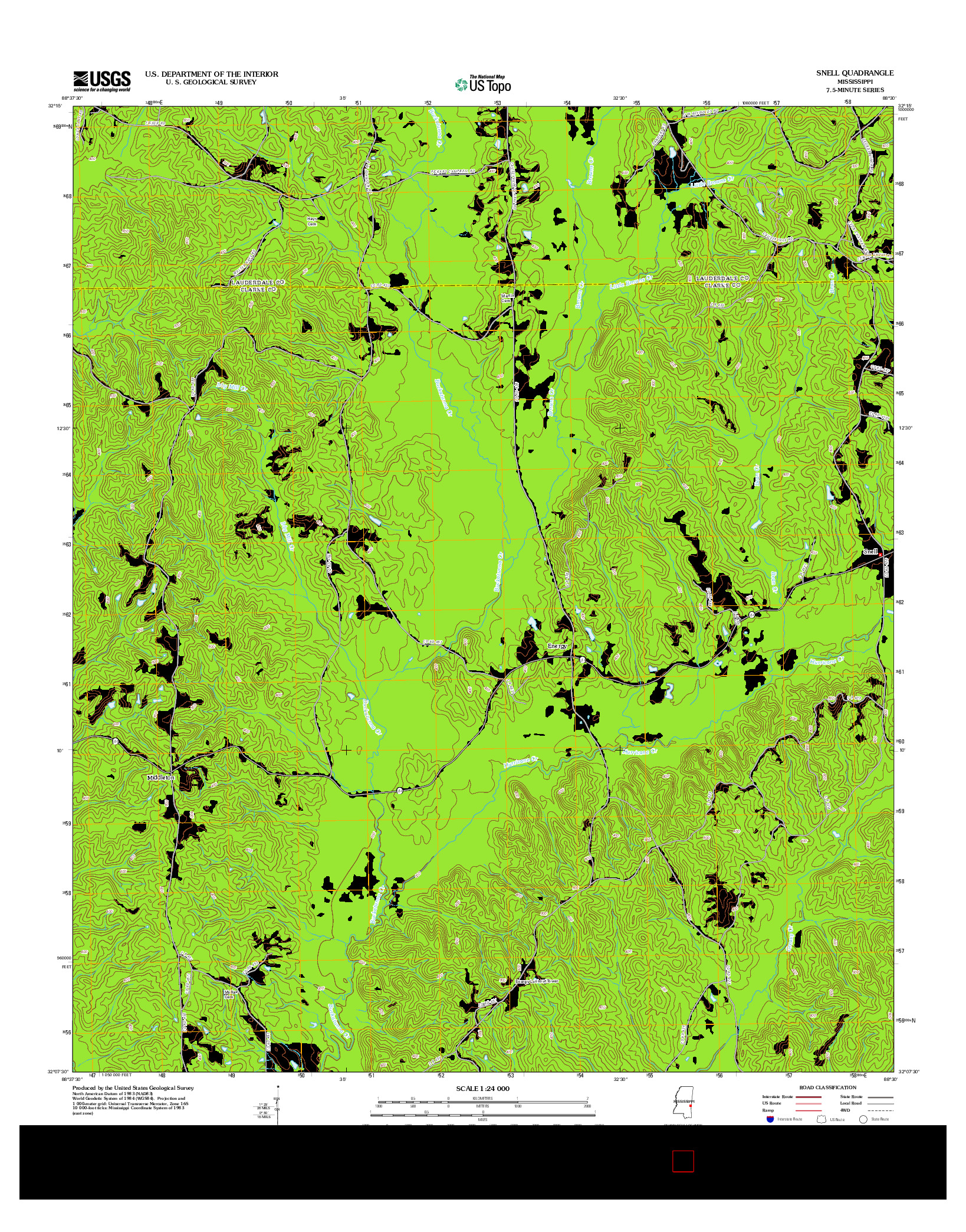 USGS US TOPO 7.5-MINUTE MAP FOR SNELL, MS 2012