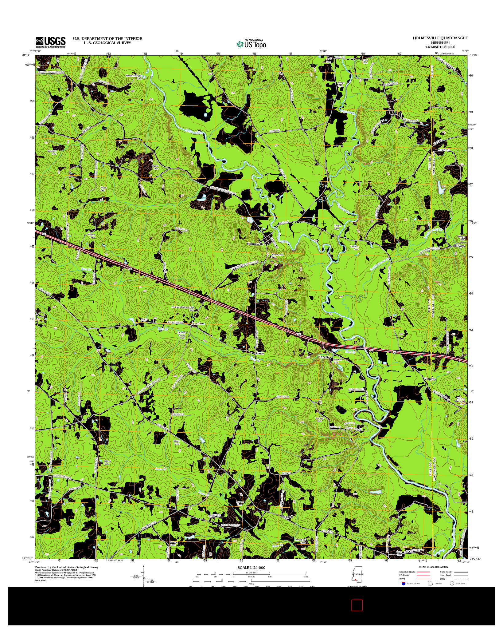 USGS US TOPO 7.5-MINUTE MAP FOR HOLMESVILLE, MS 2012