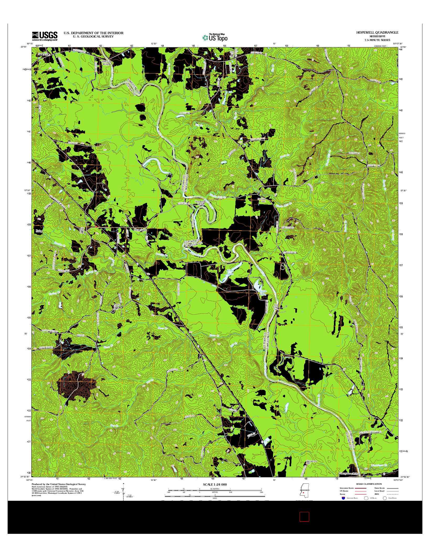 USGS US TOPO 7.5-MINUTE MAP FOR HOPEWELL, MS 2012