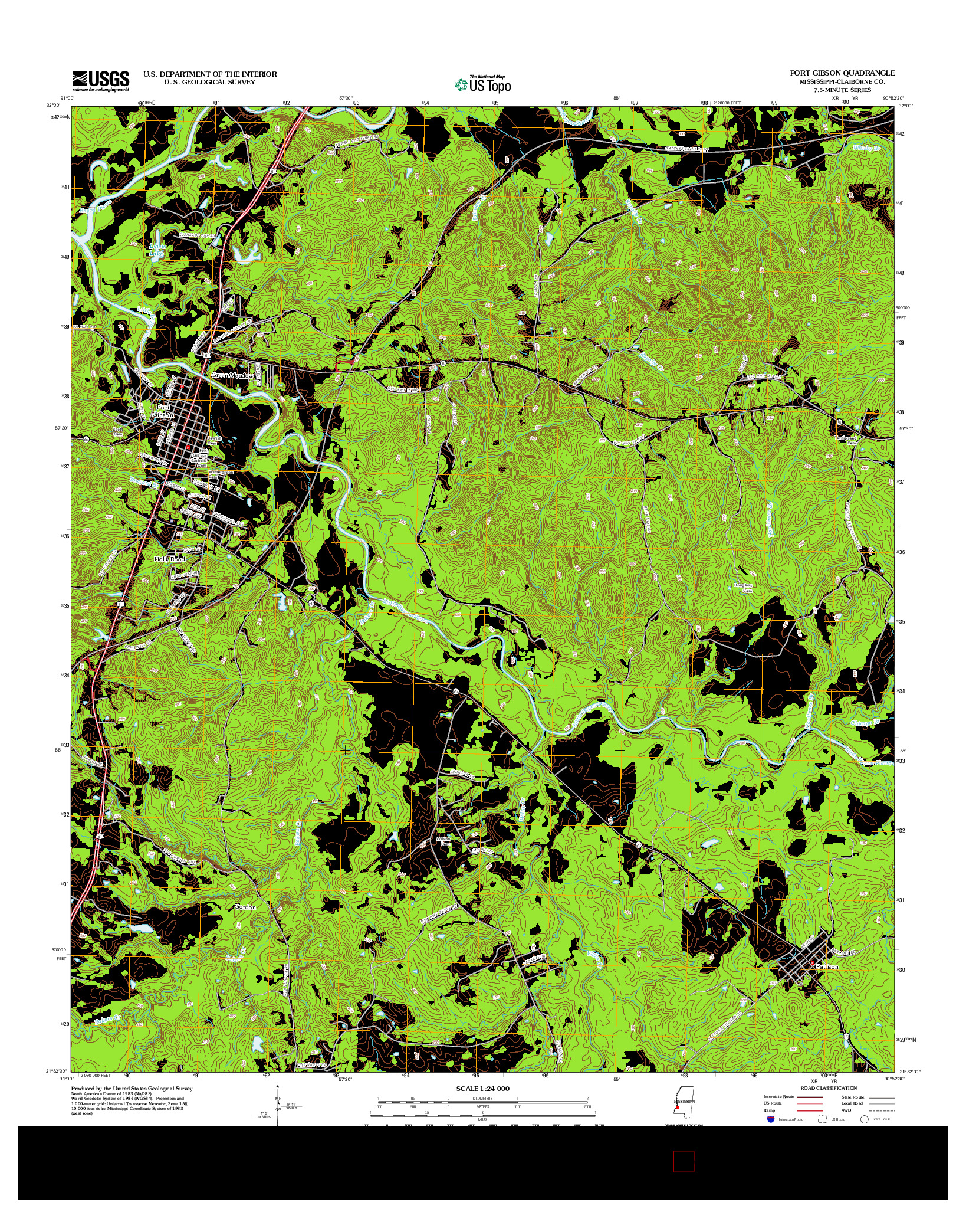 USGS US TOPO 7.5-MINUTE MAP FOR PORT GIBSON, MS 2012