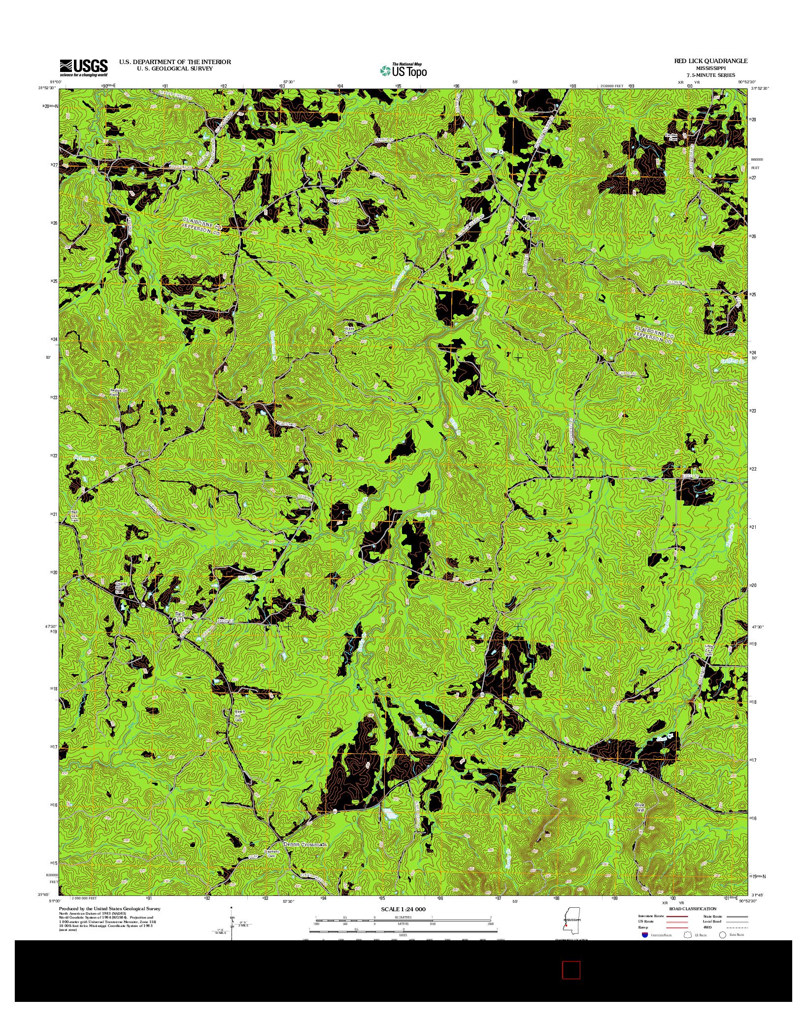 USGS US TOPO 7.5-MINUTE MAP FOR RED LICK, MS 2012