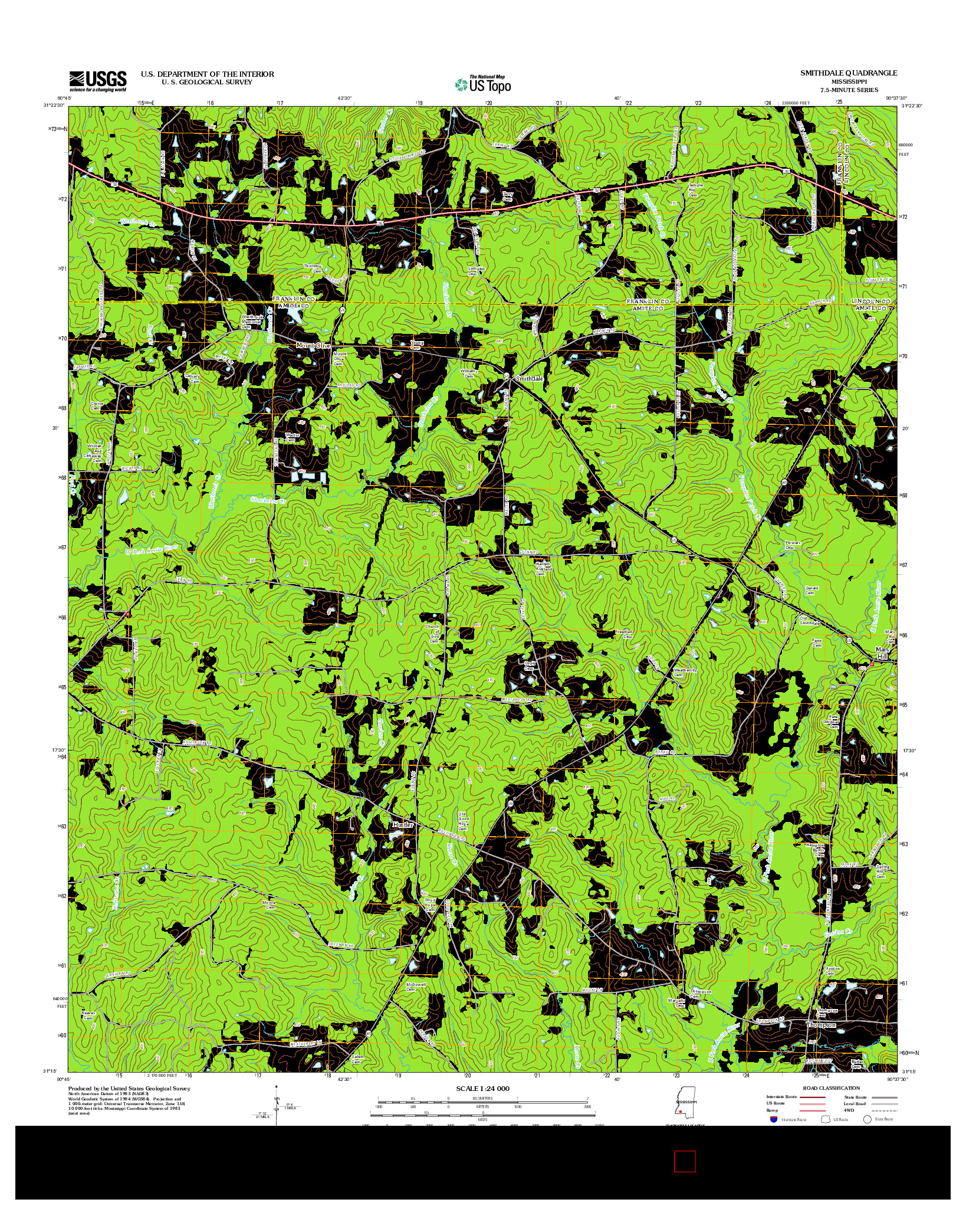 USGS US TOPO 7.5-MINUTE MAP FOR SMITHDALE, MS 2012