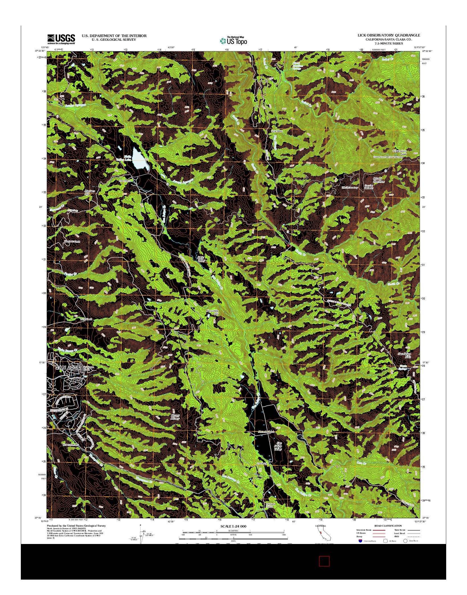 USGS US TOPO 7.5-MINUTE MAP FOR LICK OBSERVATORY, CA 2012