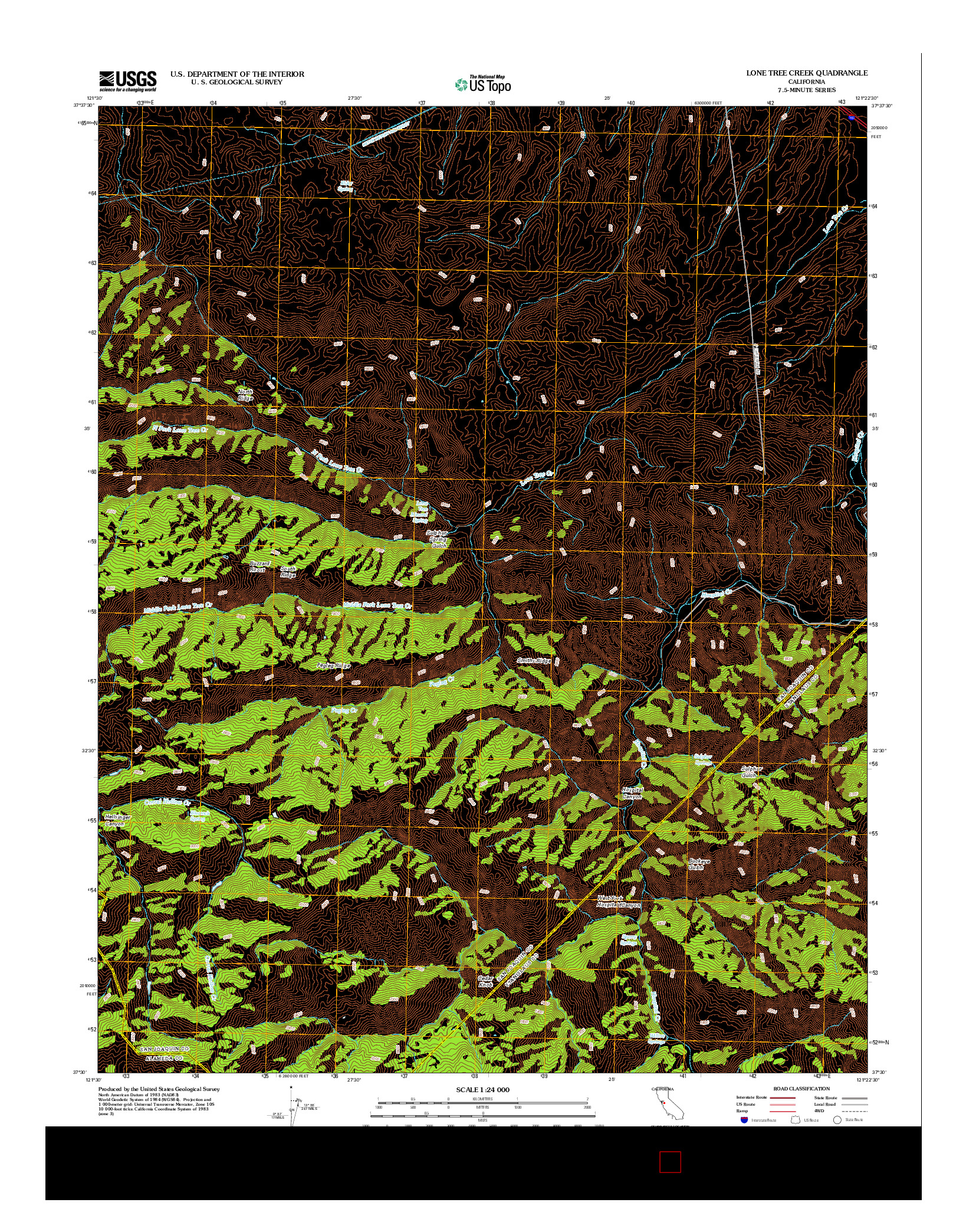 USGS US TOPO 7.5-MINUTE MAP FOR LONE TREE CREEK, CA 2012