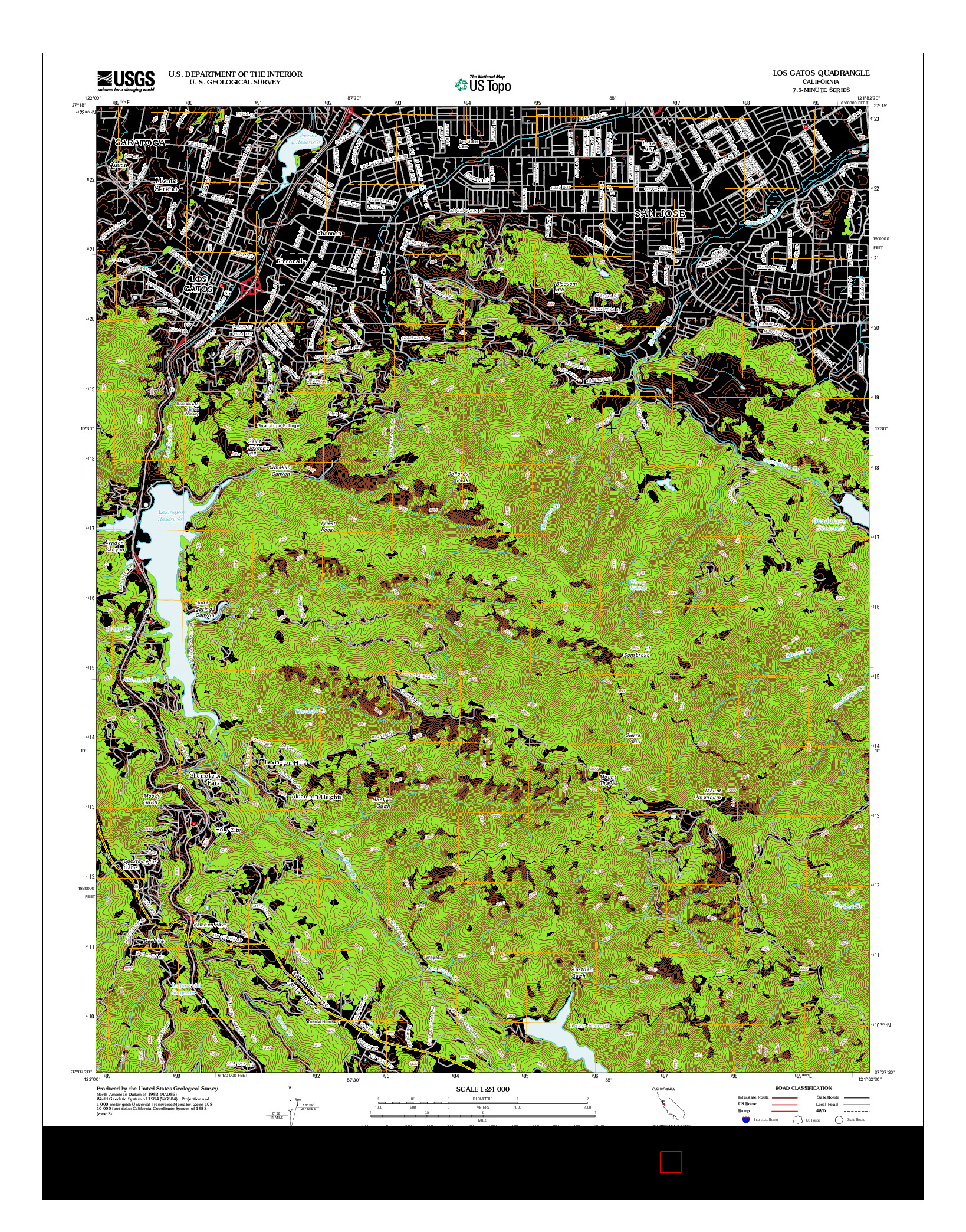 USGS US TOPO 7.5-MINUTE MAP FOR LOS GATOS, CA 2012