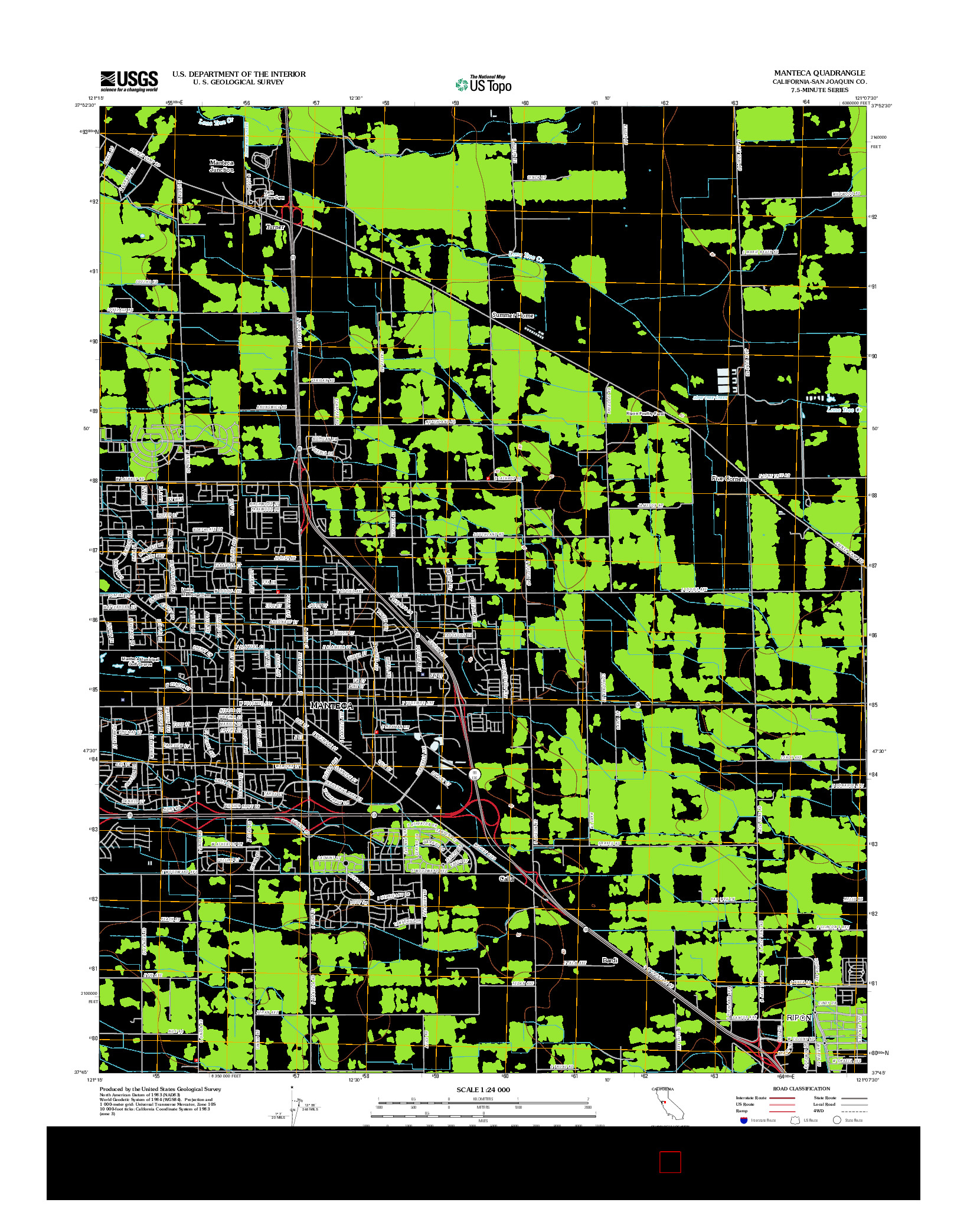 USGS US TOPO 7.5-MINUTE MAP FOR MANTECA, CA 2012