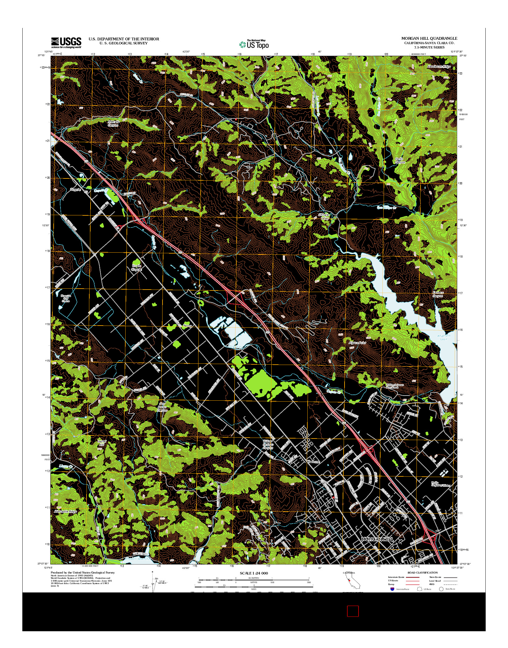 USGS US TOPO 7.5-MINUTE MAP FOR MORGAN HILL, CA 2012