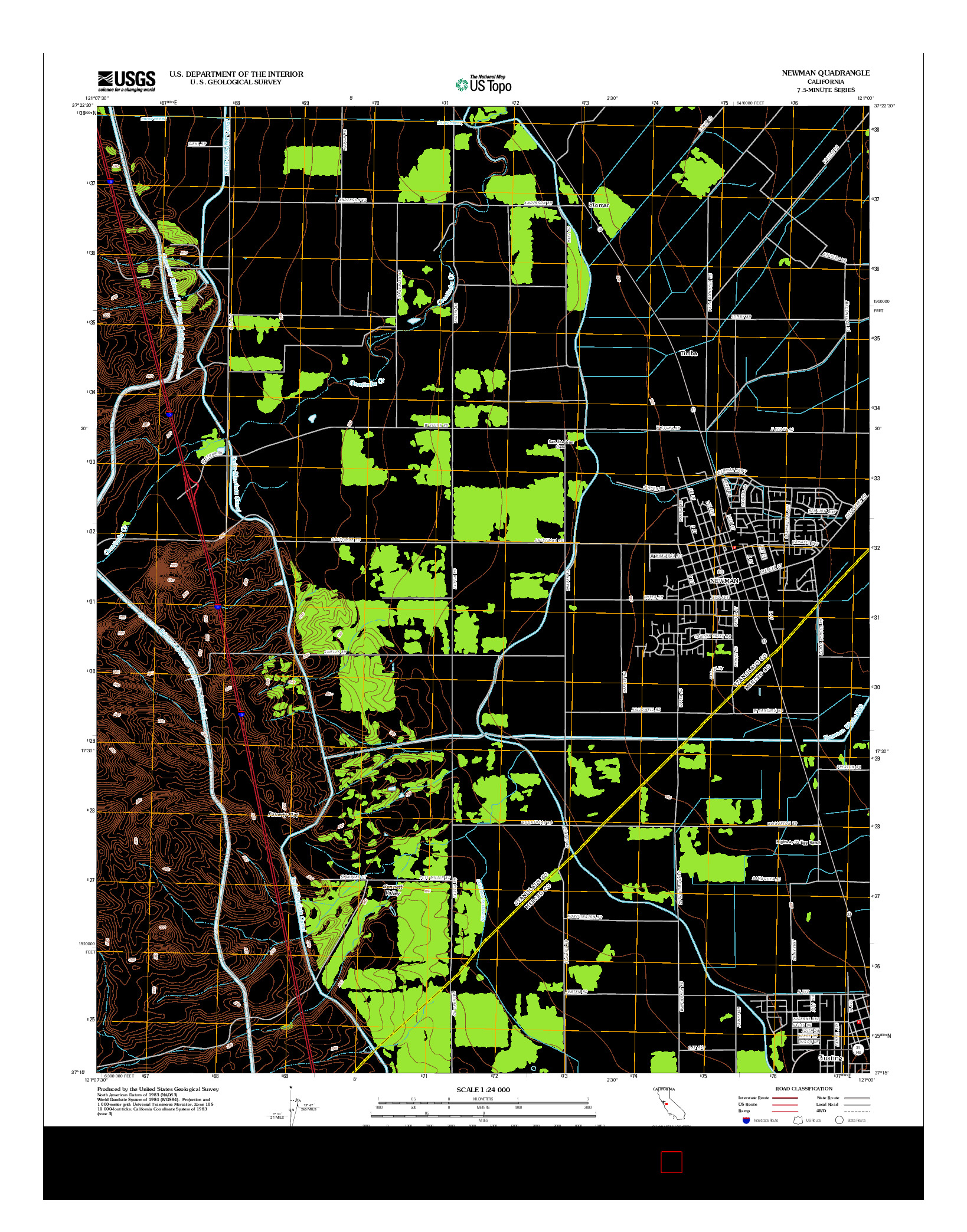 USGS US TOPO 7.5-MINUTE MAP FOR NEWMAN, CA 2012