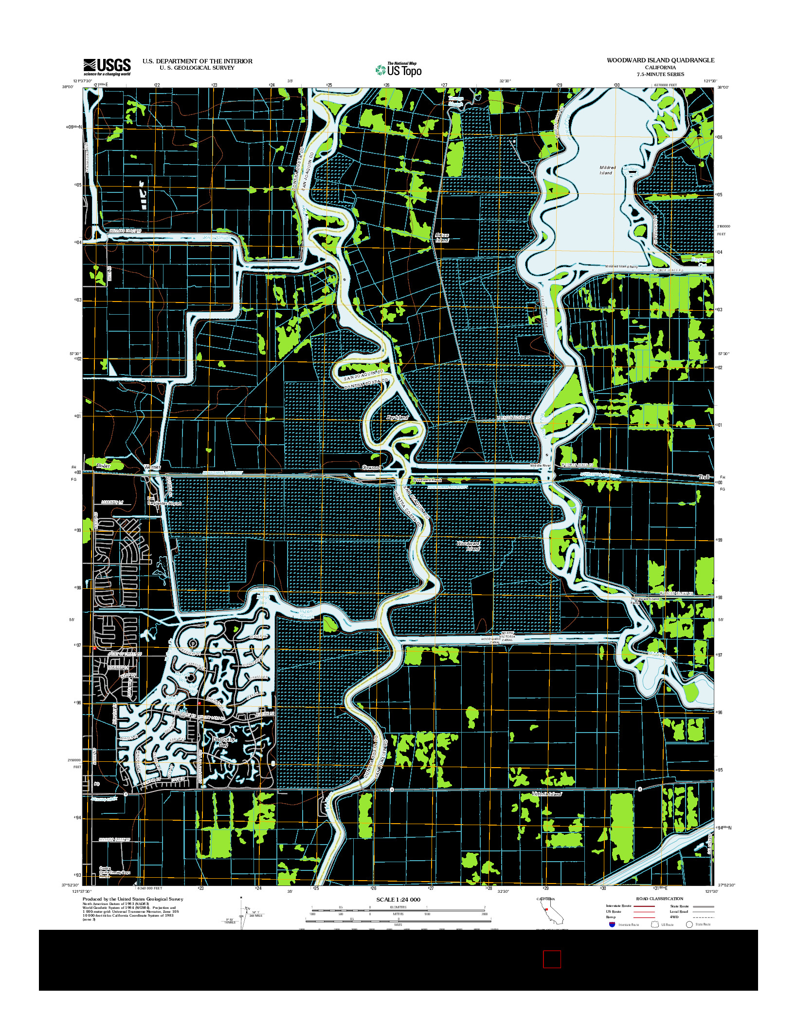 USGS US TOPO 7.5-MINUTE MAP FOR WOODWARD ISLAND, CA 2012