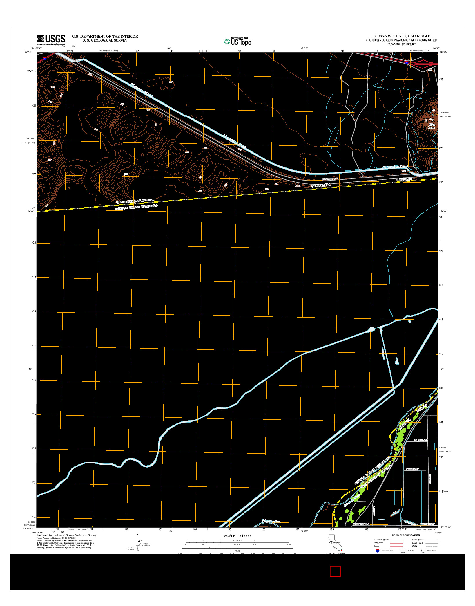 USGS US TOPO 7.5-MINUTE MAP FOR GRAYS WELL NE, CA-AZ-BCN 2012