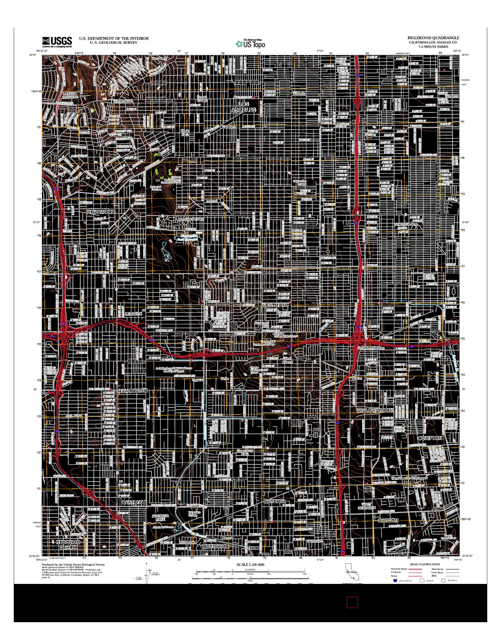 USGS US TOPO 7.5-MINUTE MAP FOR INGLEWOOD, CA 2012