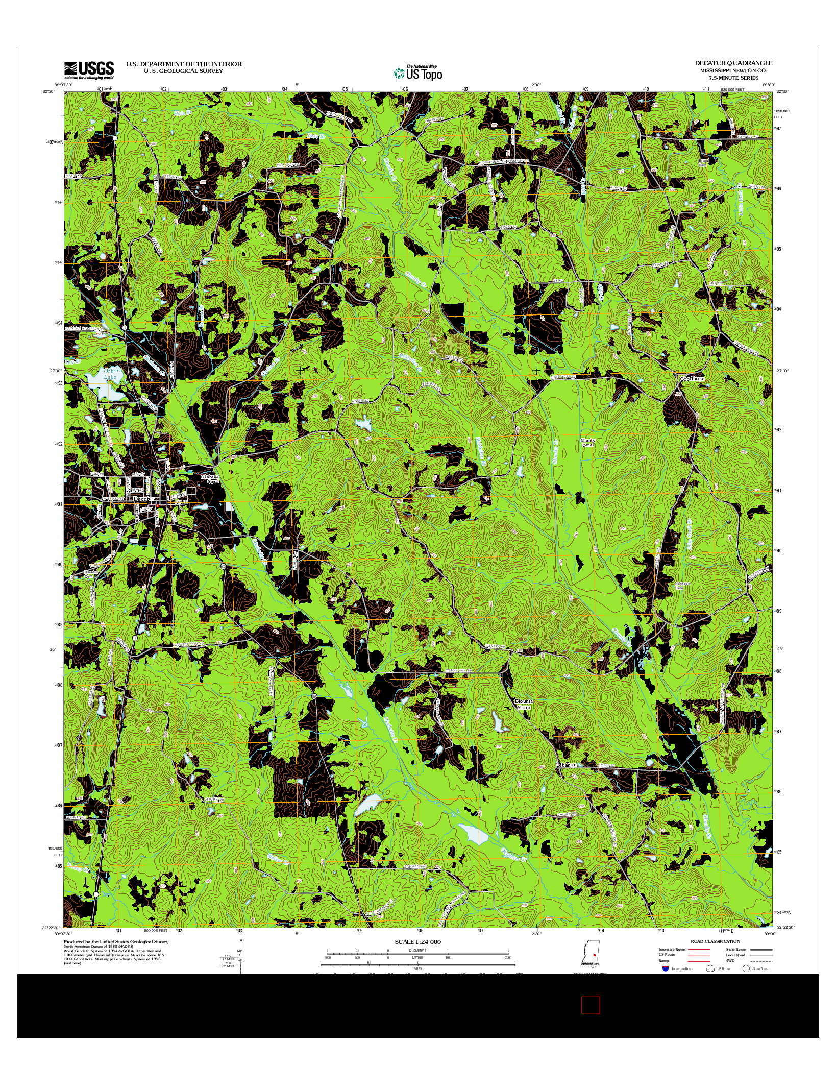 USGS US TOPO 7.5-MINUTE MAP FOR DECATUR, MS 2012