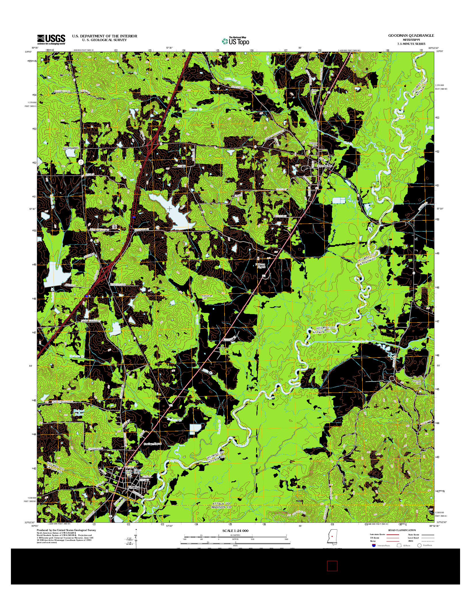 USGS US TOPO 7.5-MINUTE MAP FOR GOODMAN, MS 2012
