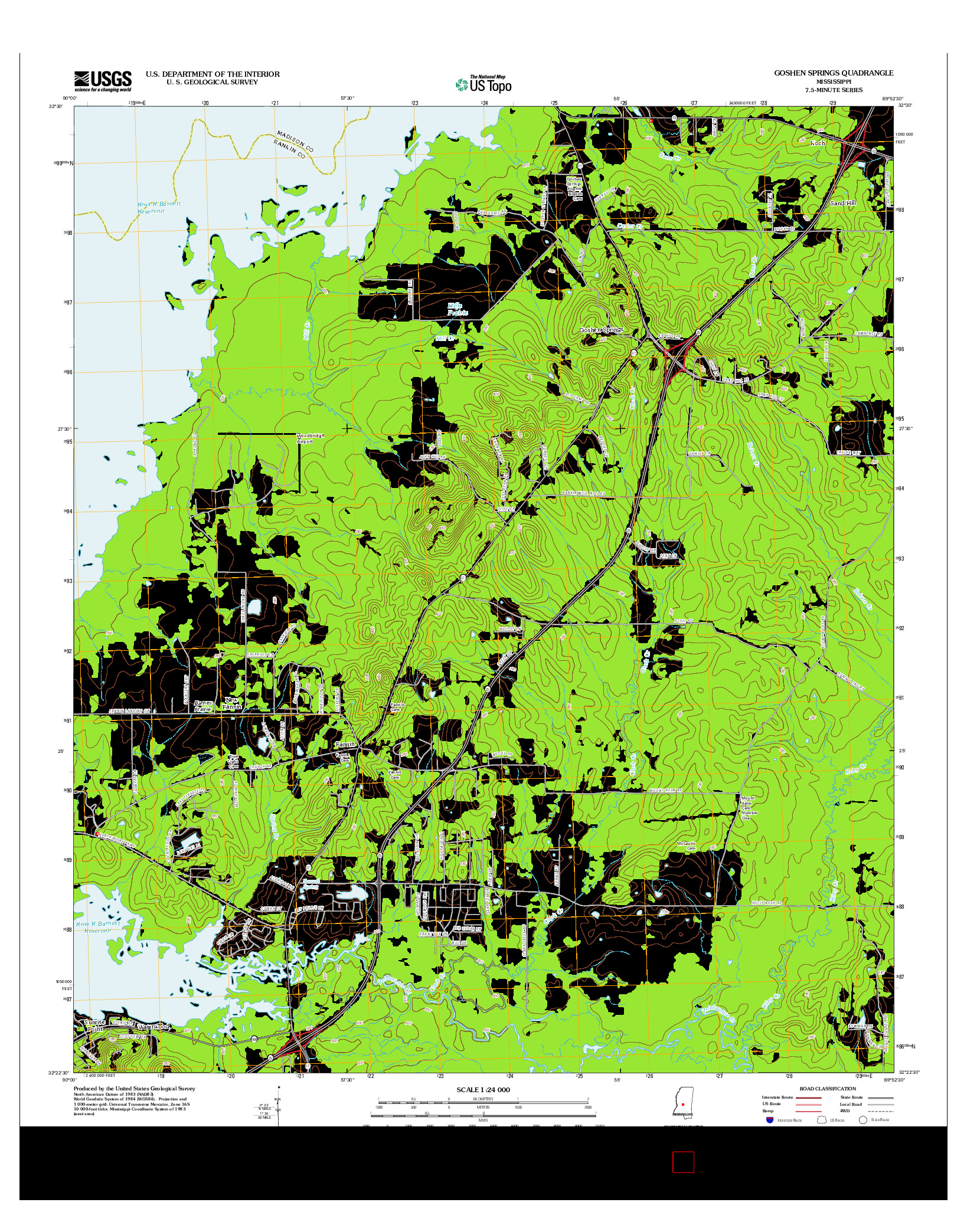 USGS US TOPO 7.5-MINUTE MAP FOR GOSHEN SPRINGS, MS 2012