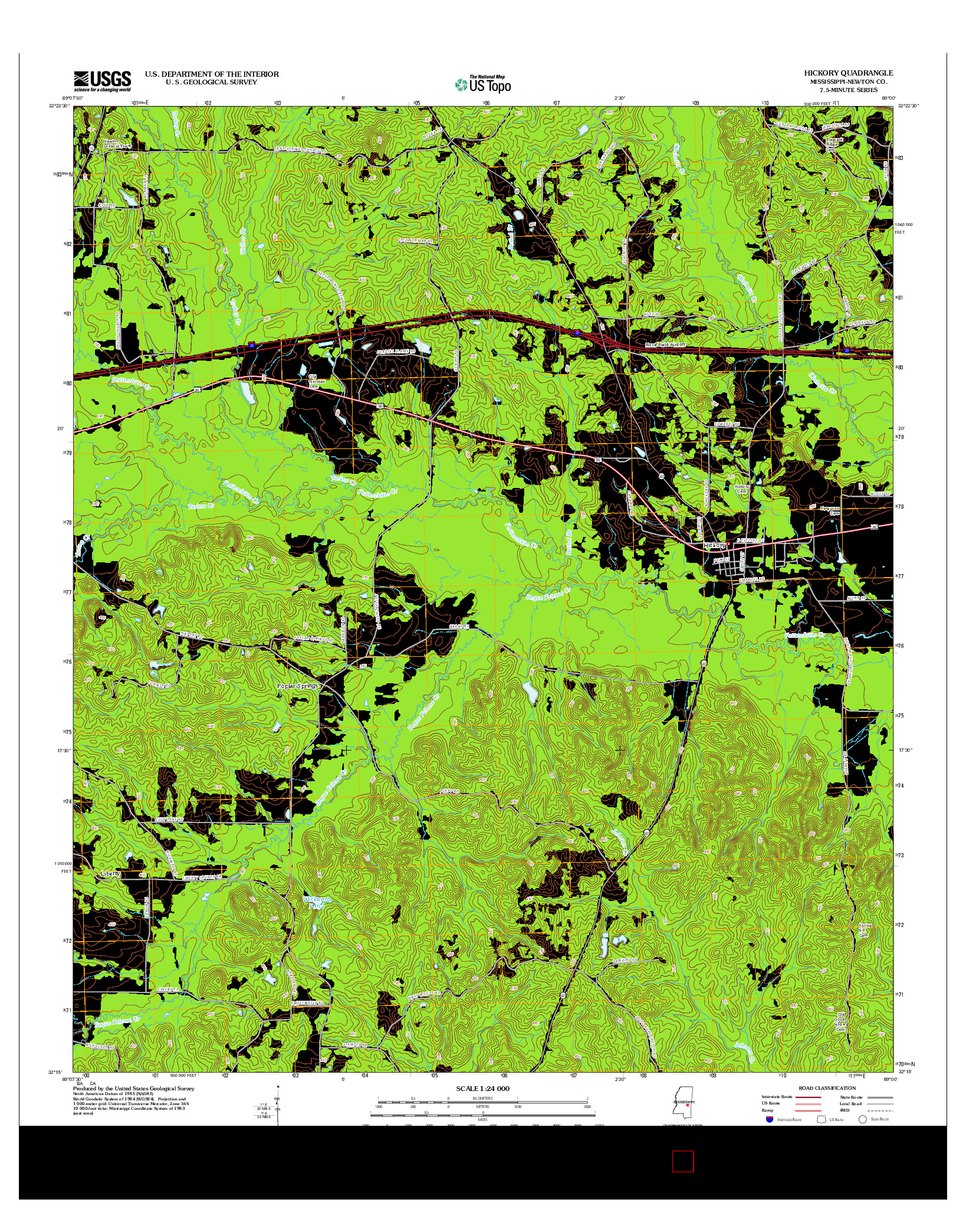 USGS US TOPO 7.5-MINUTE MAP FOR HICKORY, MS 2012