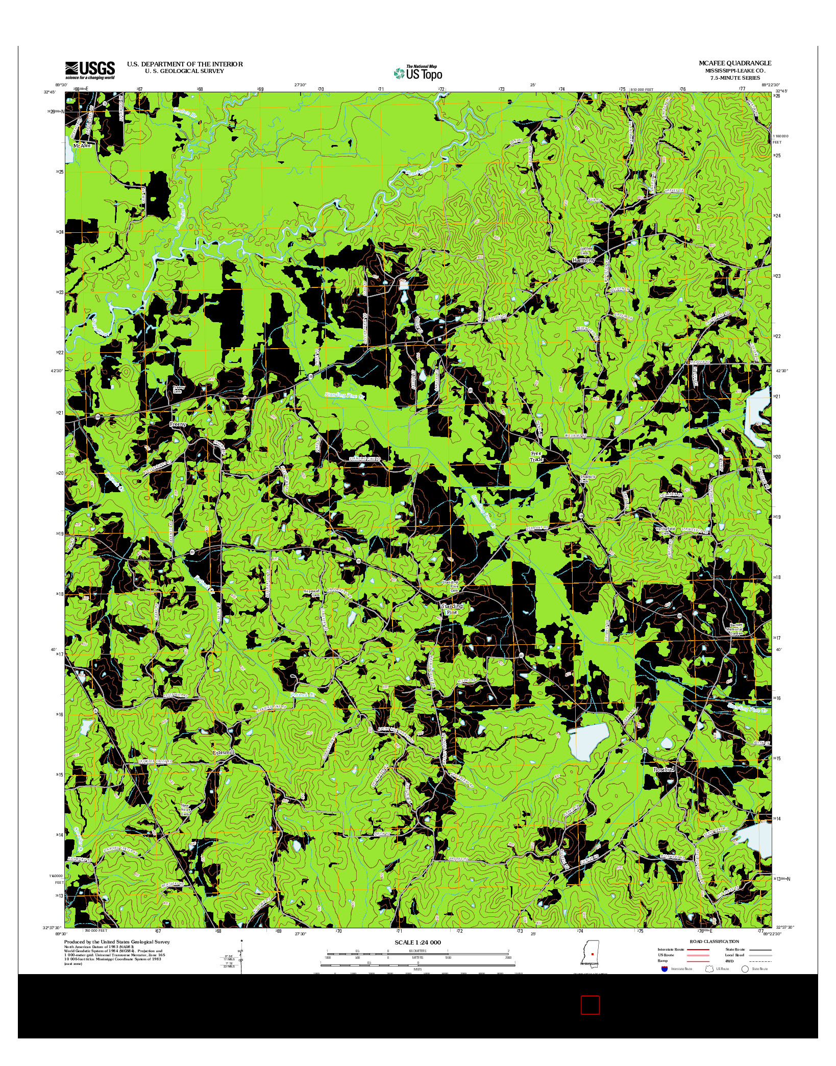 USGS US TOPO 7.5-MINUTE MAP FOR MCAFEE, MS 2012