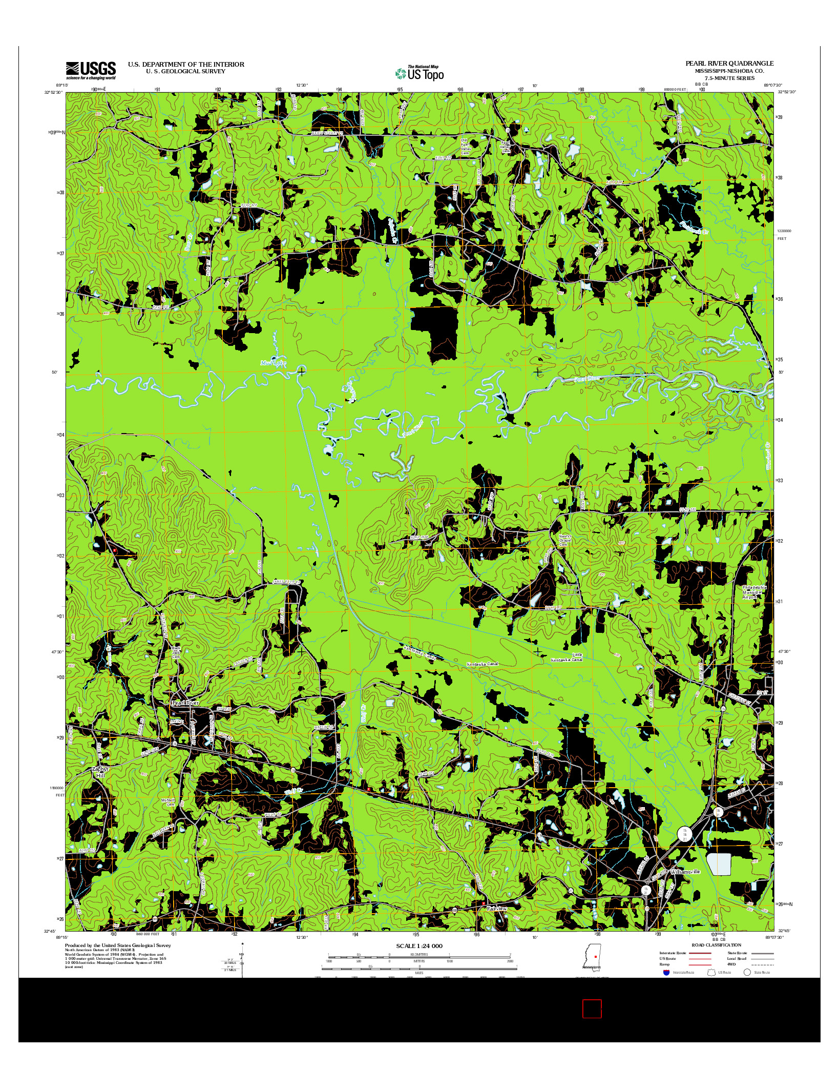 USGS US TOPO 7.5-MINUTE MAP FOR PEARL RIVER, MS 2012