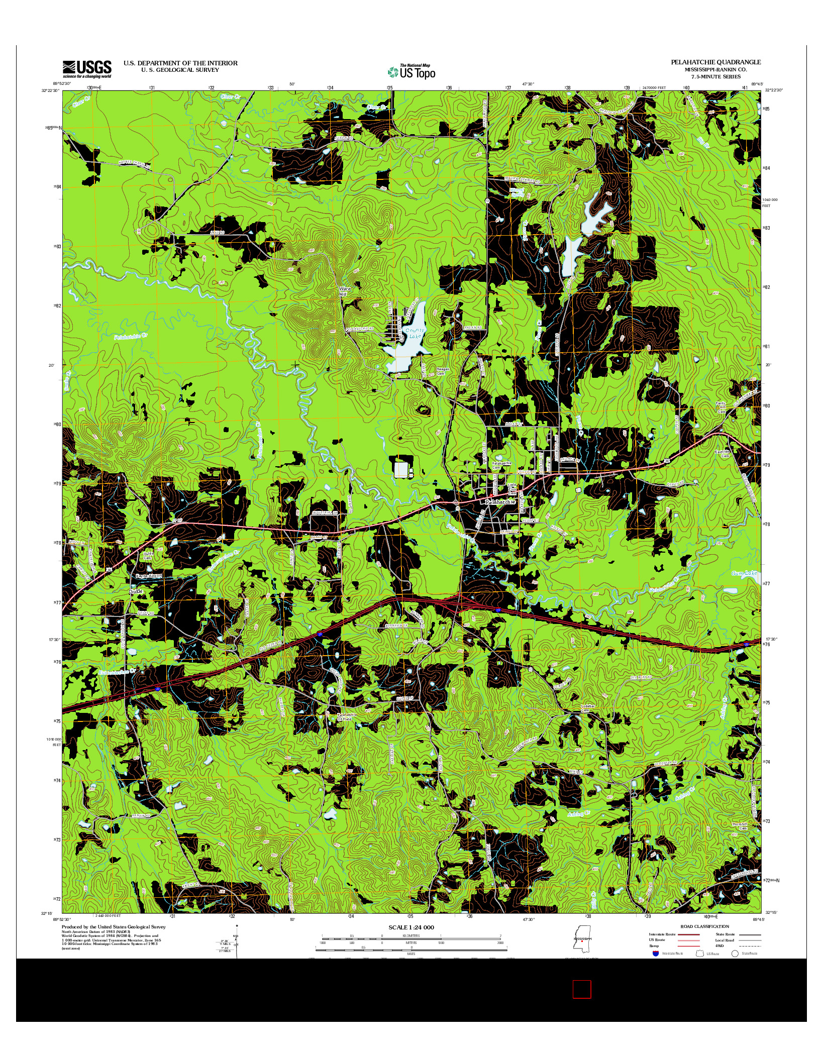 USGS US TOPO 7.5-MINUTE MAP FOR PELAHATCHIE, MS 2012