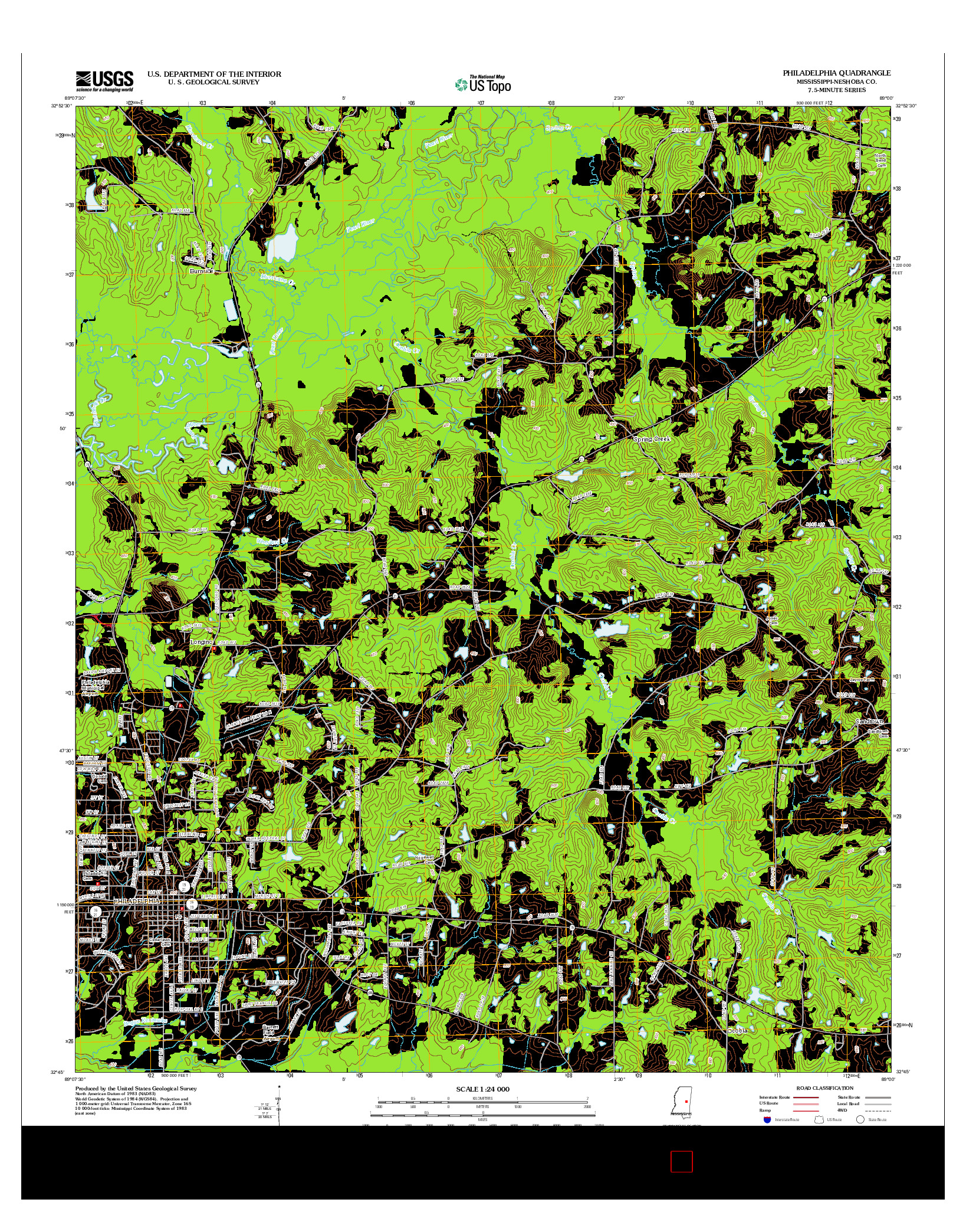 USGS US TOPO 7.5-MINUTE MAP FOR PHILADELPHIA, MS 2012