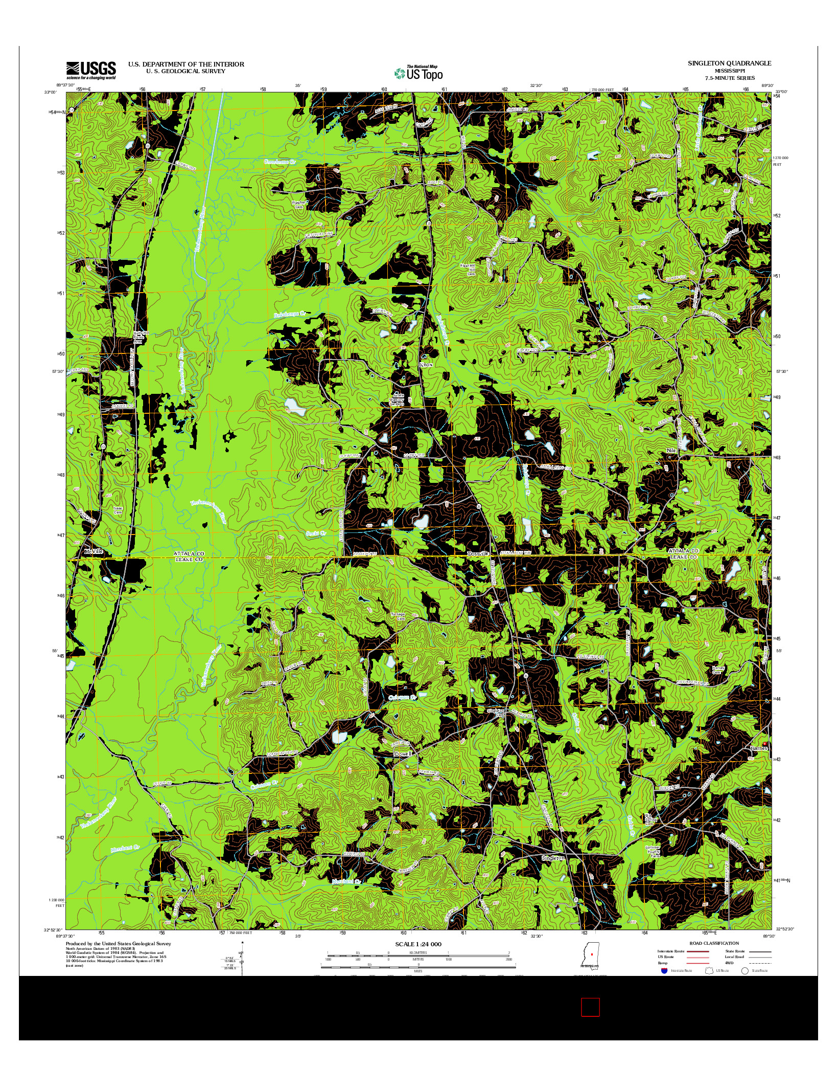 USGS US TOPO 7.5-MINUTE MAP FOR SINGLETON, MS 2012