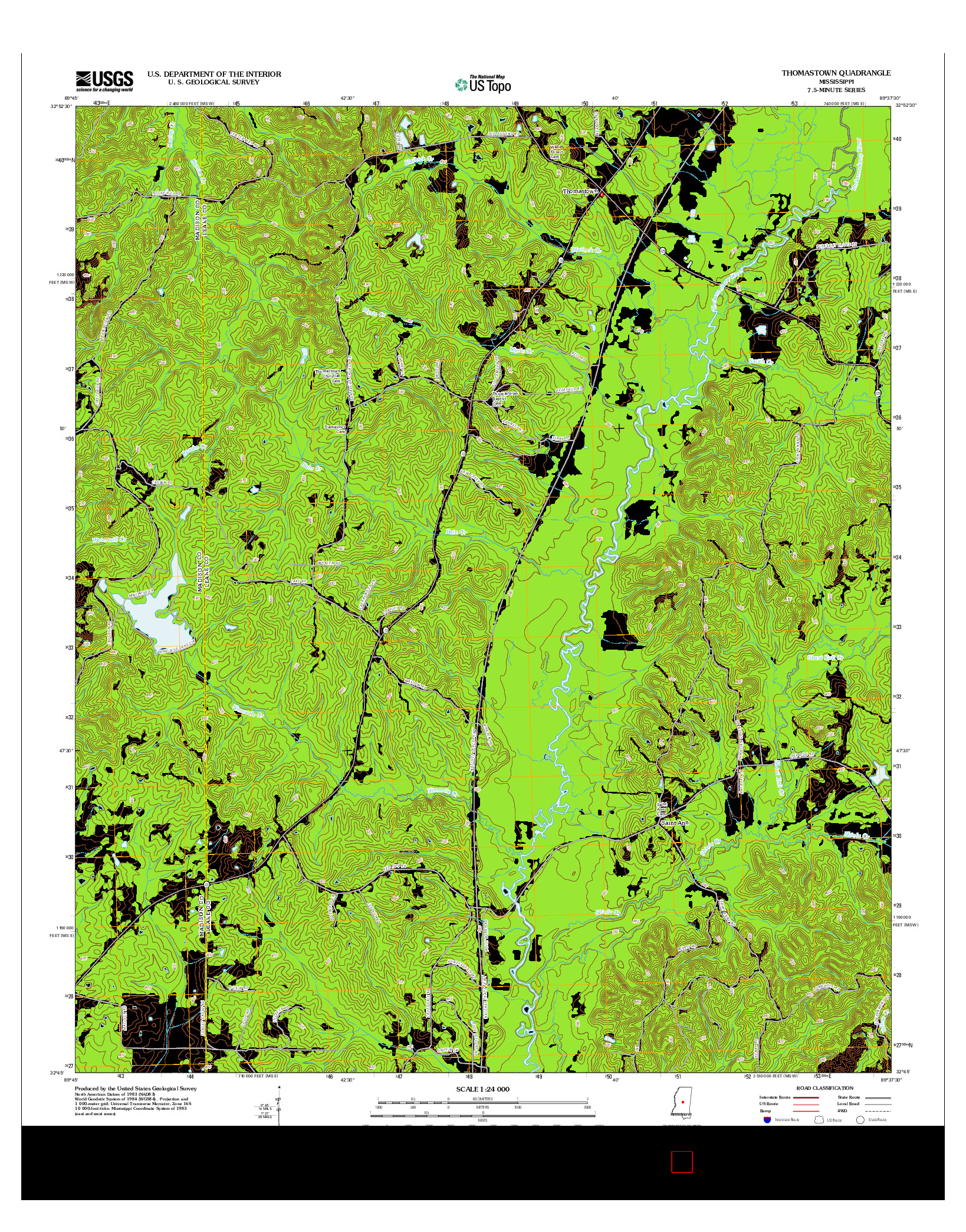 USGS US TOPO 7.5-MINUTE MAP FOR THOMASTOWN, MS 2012