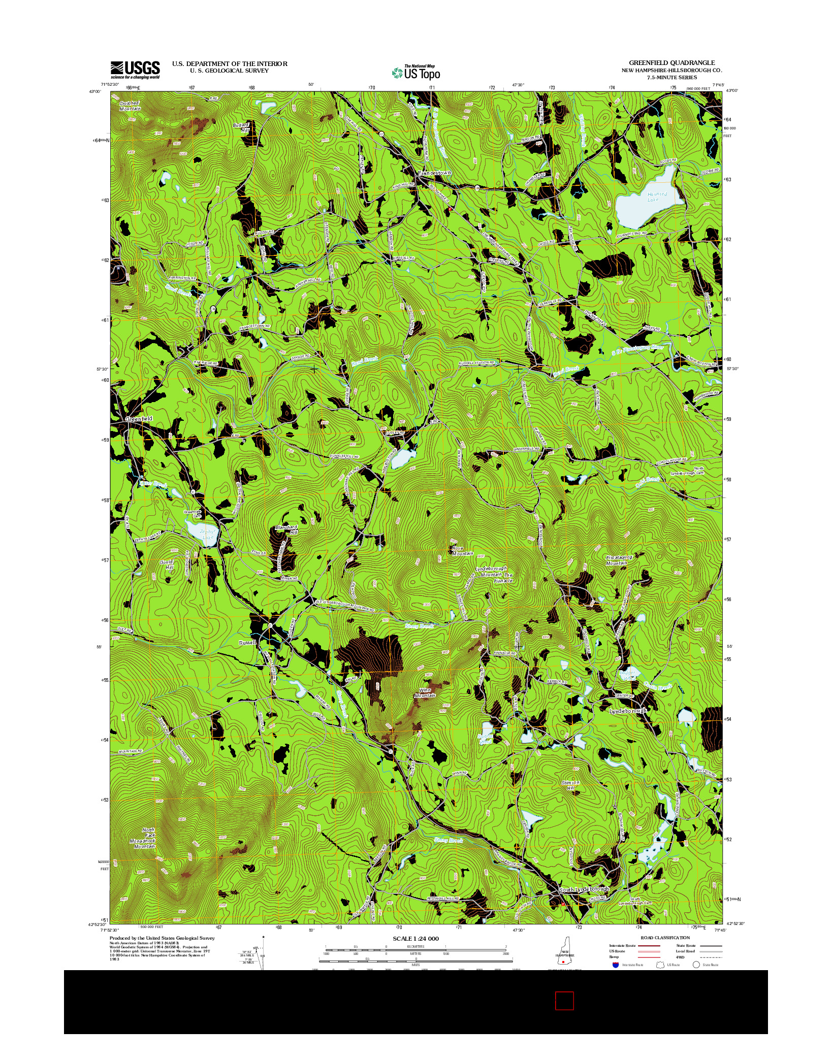 USGS US TOPO 7.5-MINUTE MAP FOR GREENFIELD, NH 2012