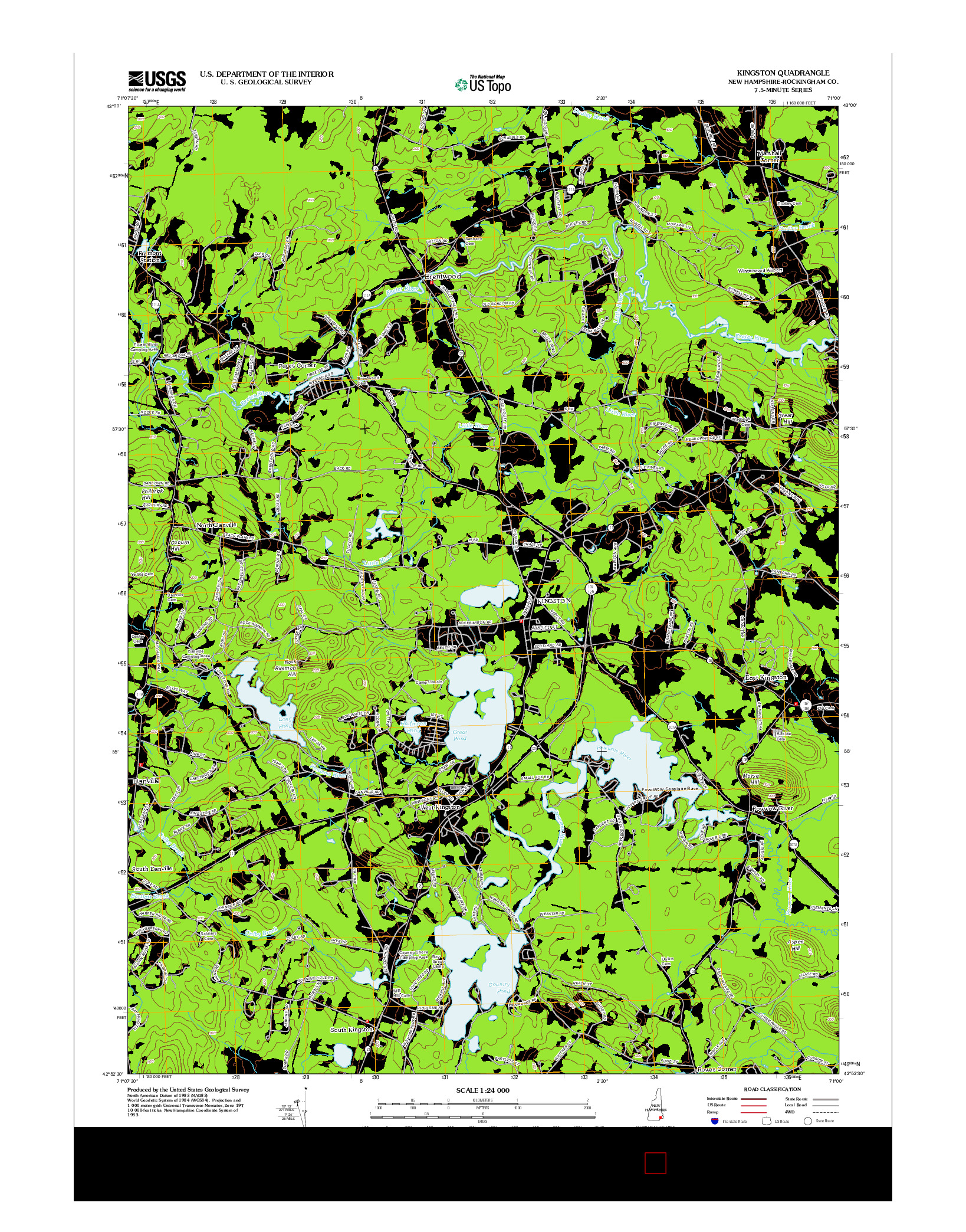 USGS US TOPO 7.5-MINUTE MAP FOR KINGSTON, NH 2012