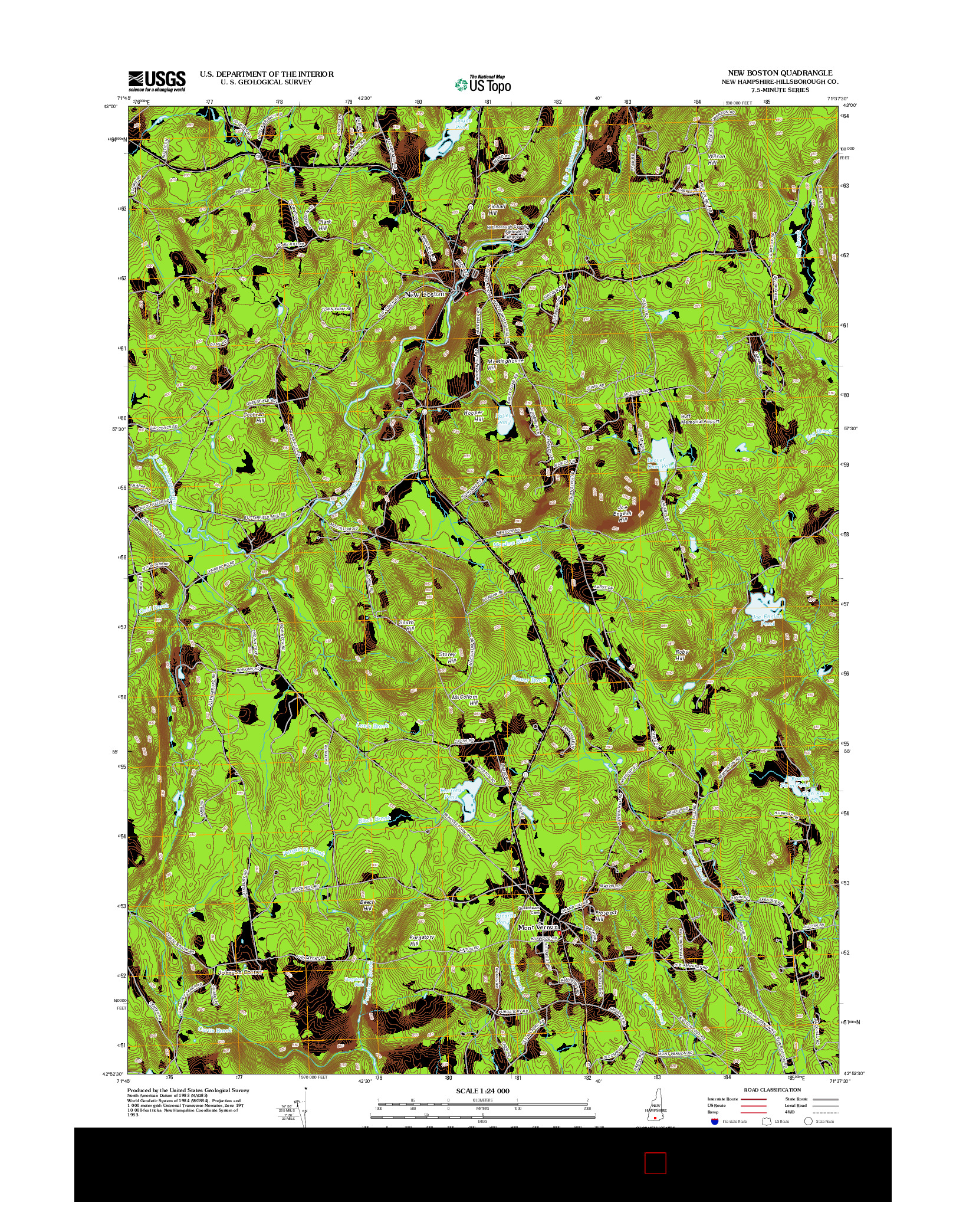 USGS US TOPO 7.5-MINUTE MAP FOR NEW BOSTON, NH 2012