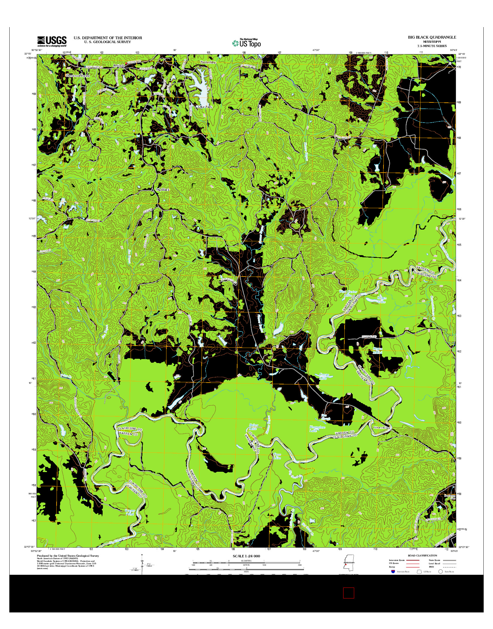 USGS US TOPO 7.5-MINUTE MAP FOR BIG BLACK, MS 2012