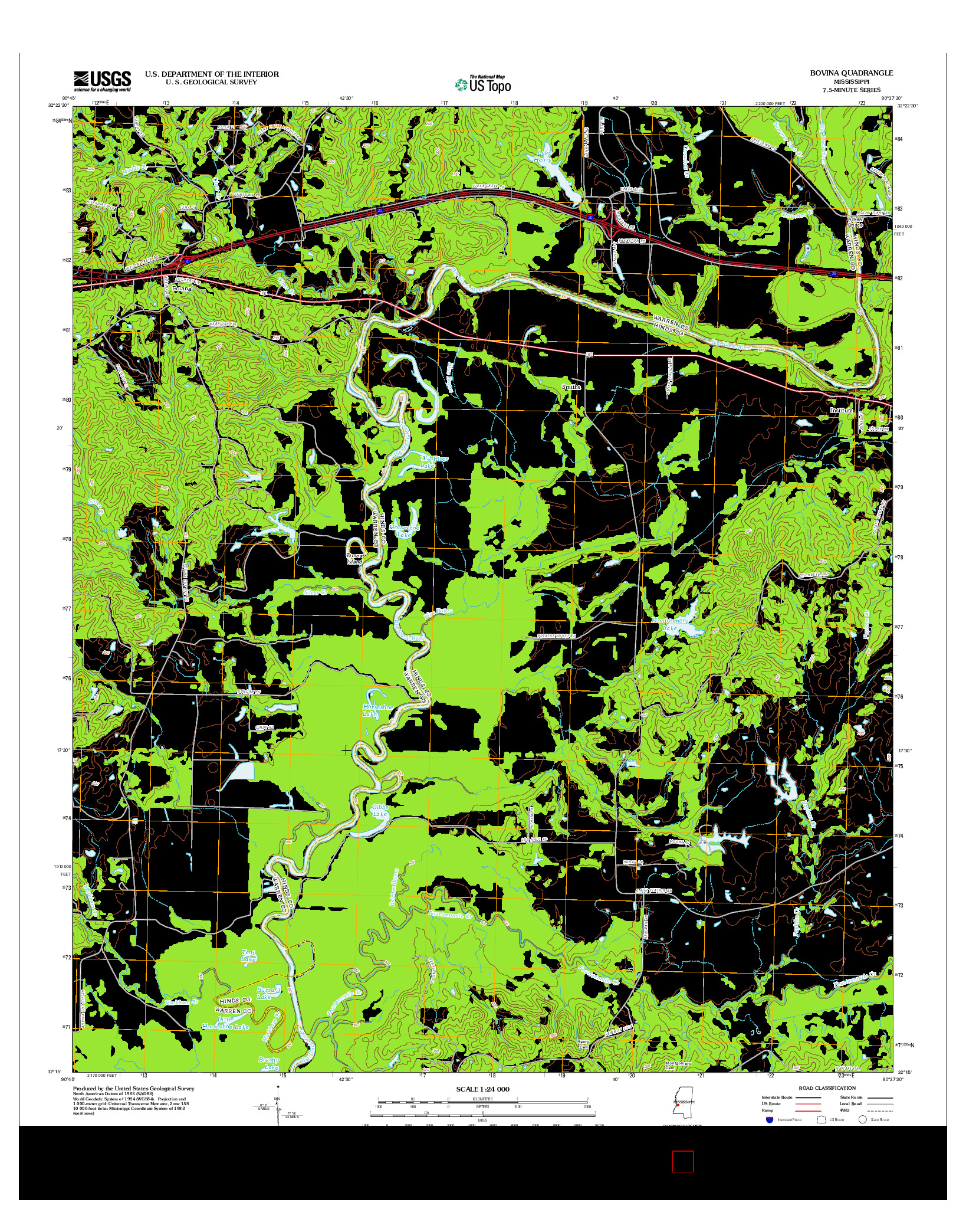 USGS US TOPO 7.5-MINUTE MAP FOR BOVINA, MS 2012