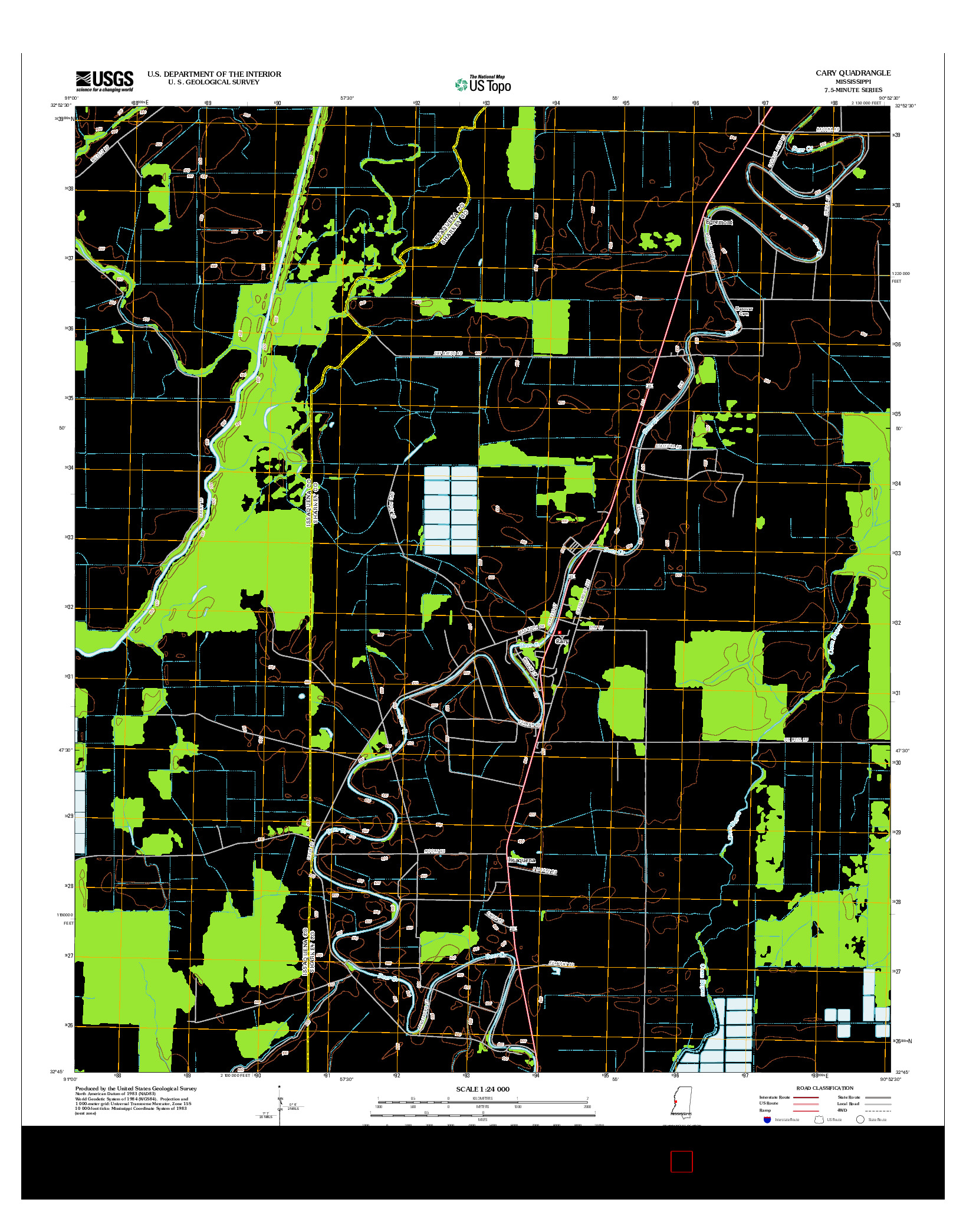 USGS US TOPO 7.5-MINUTE MAP FOR CARY, MS 2012