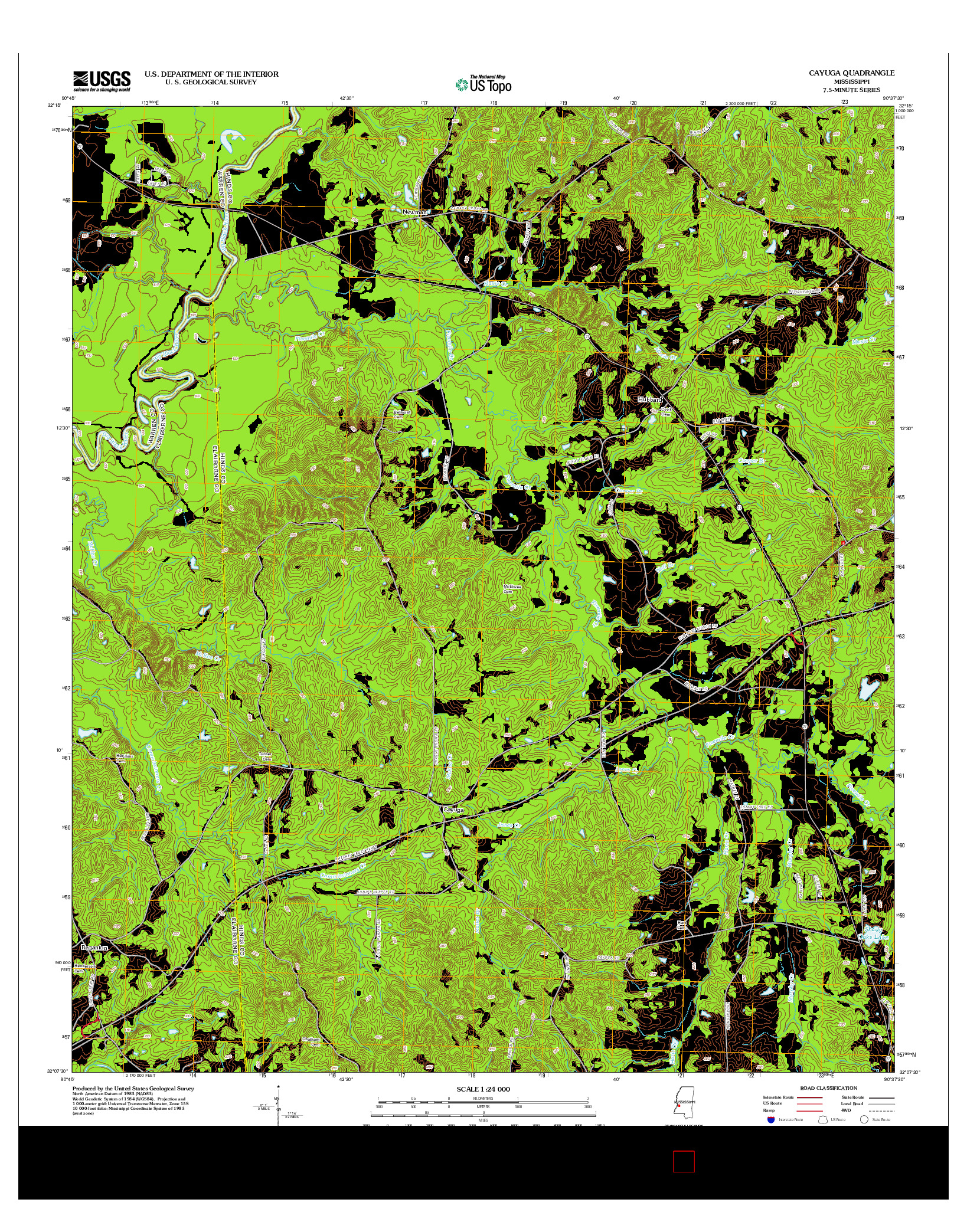 USGS US TOPO 7.5-MINUTE MAP FOR CAYUGA, MS 2012
