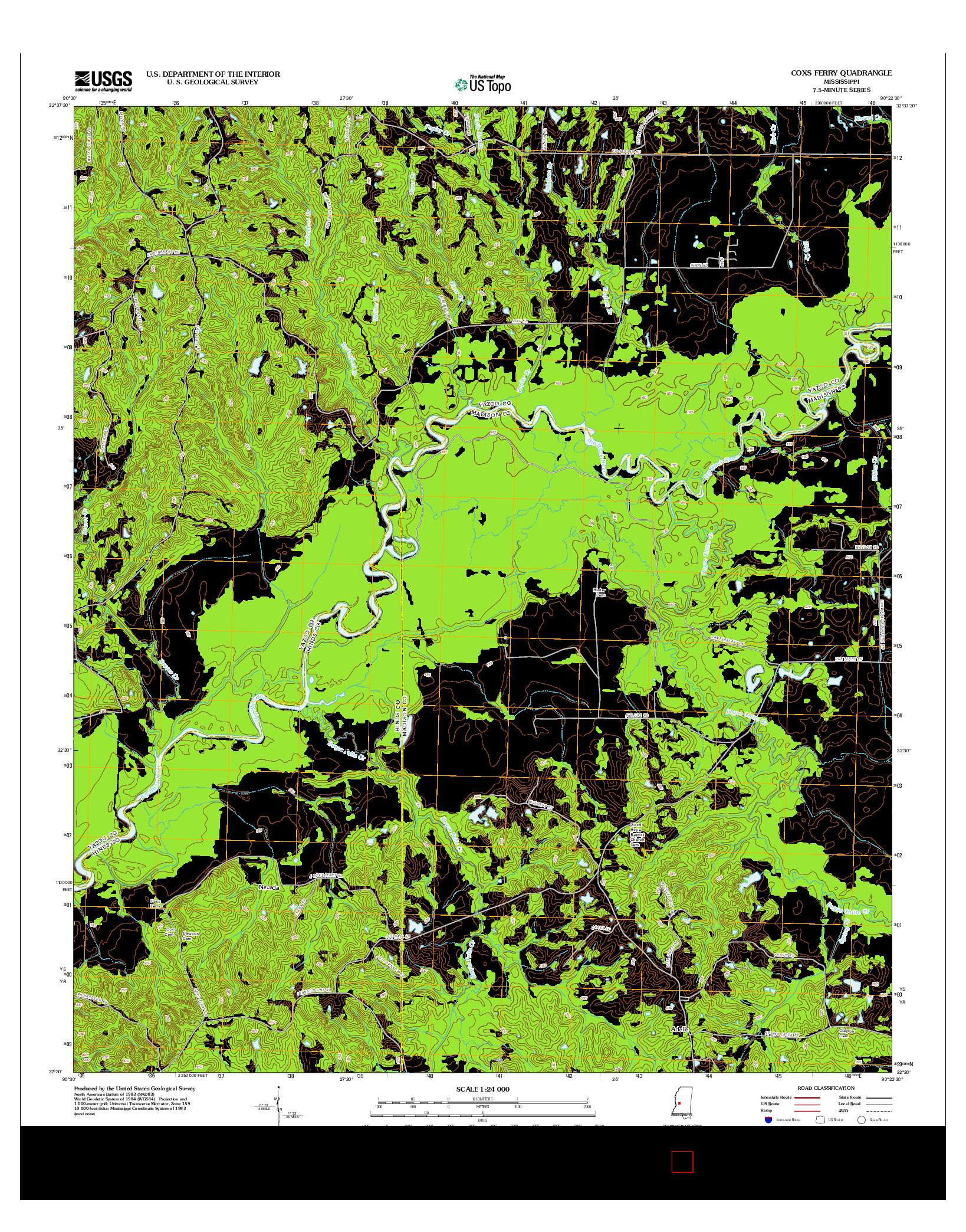 USGS US TOPO 7.5-MINUTE MAP FOR COXS FERRY, MS 2012
