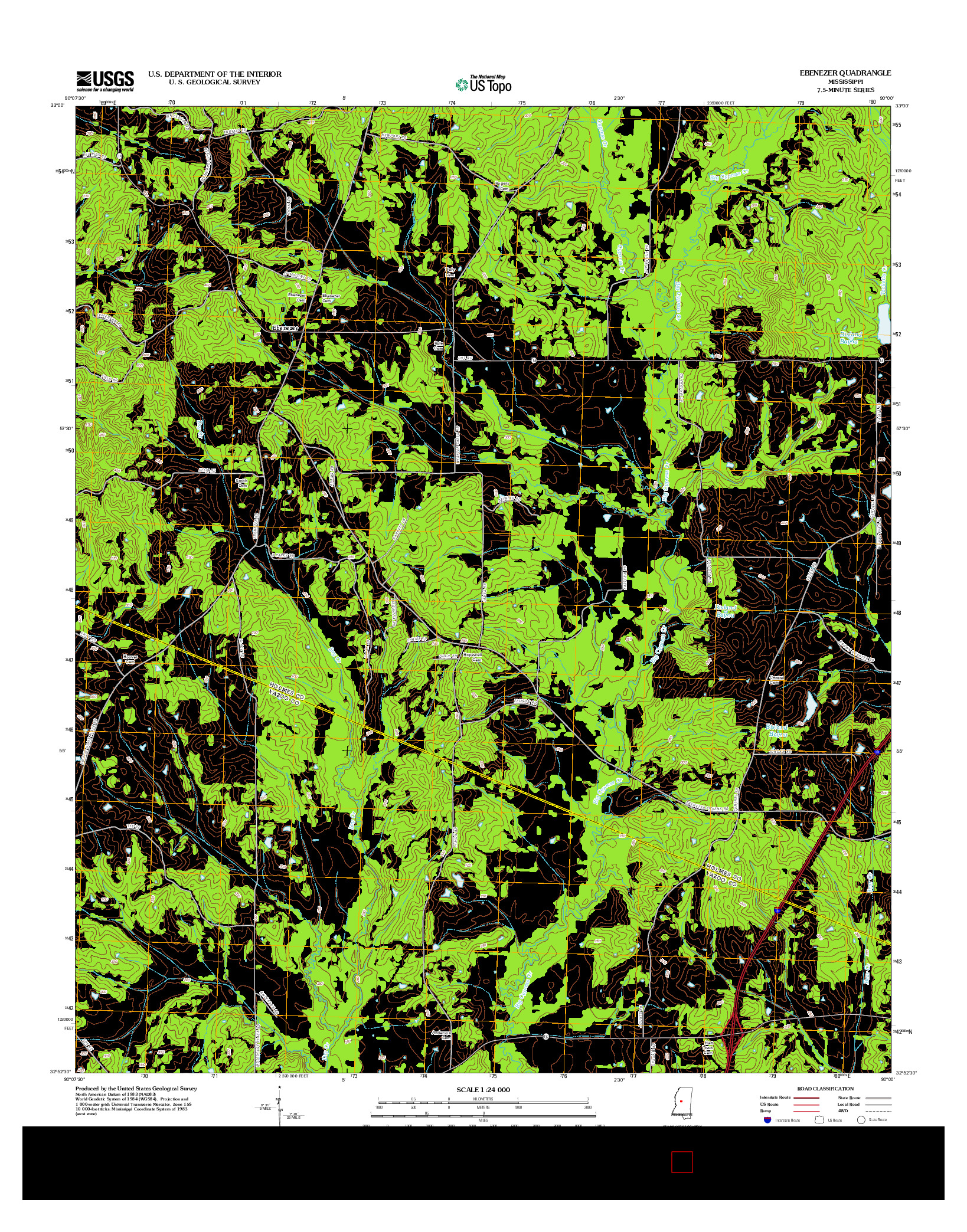 USGS US TOPO 7.5-MINUTE MAP FOR EBENEZER, MS 2012