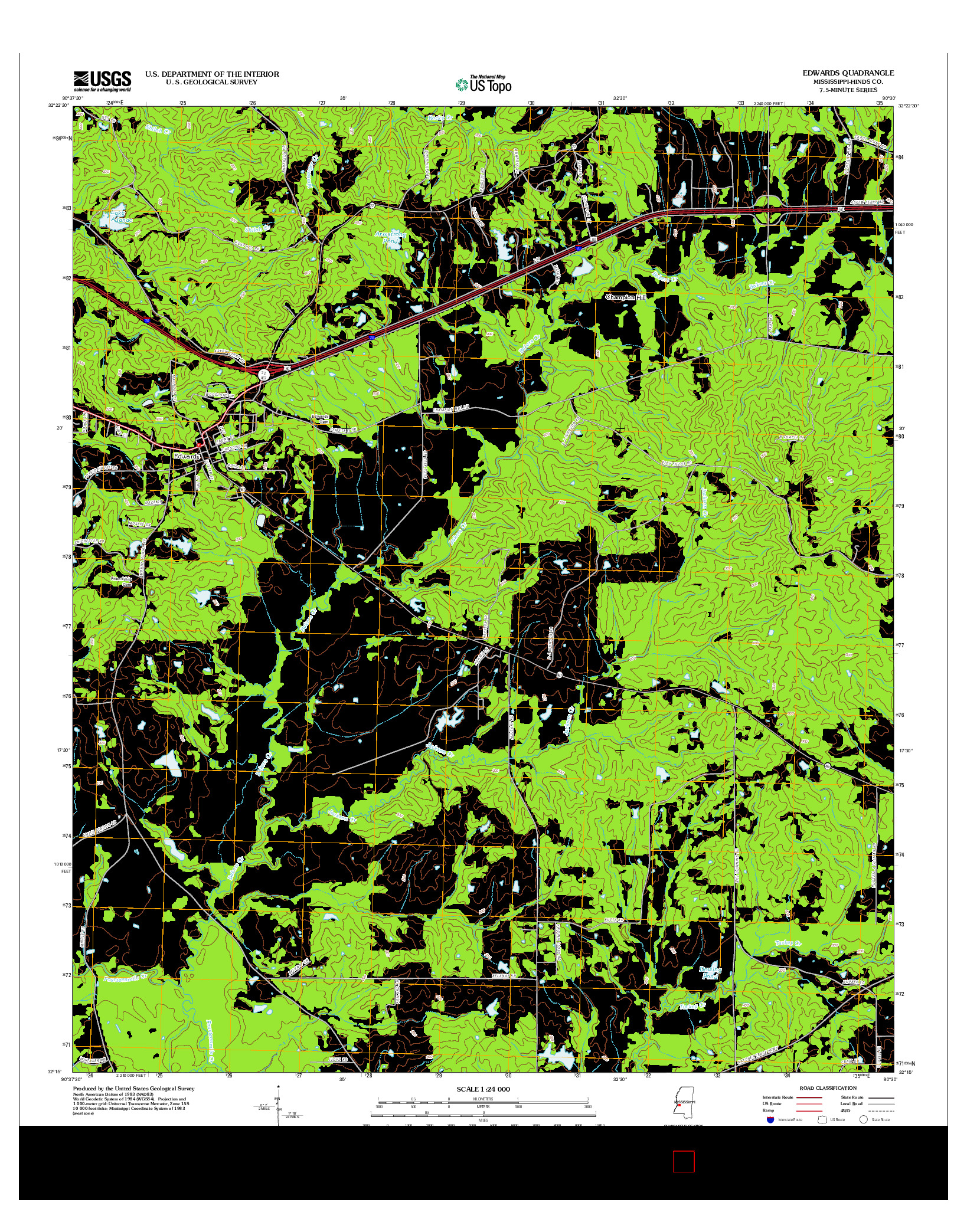 USGS US TOPO 7.5-MINUTE MAP FOR EDWARDS, MS 2012