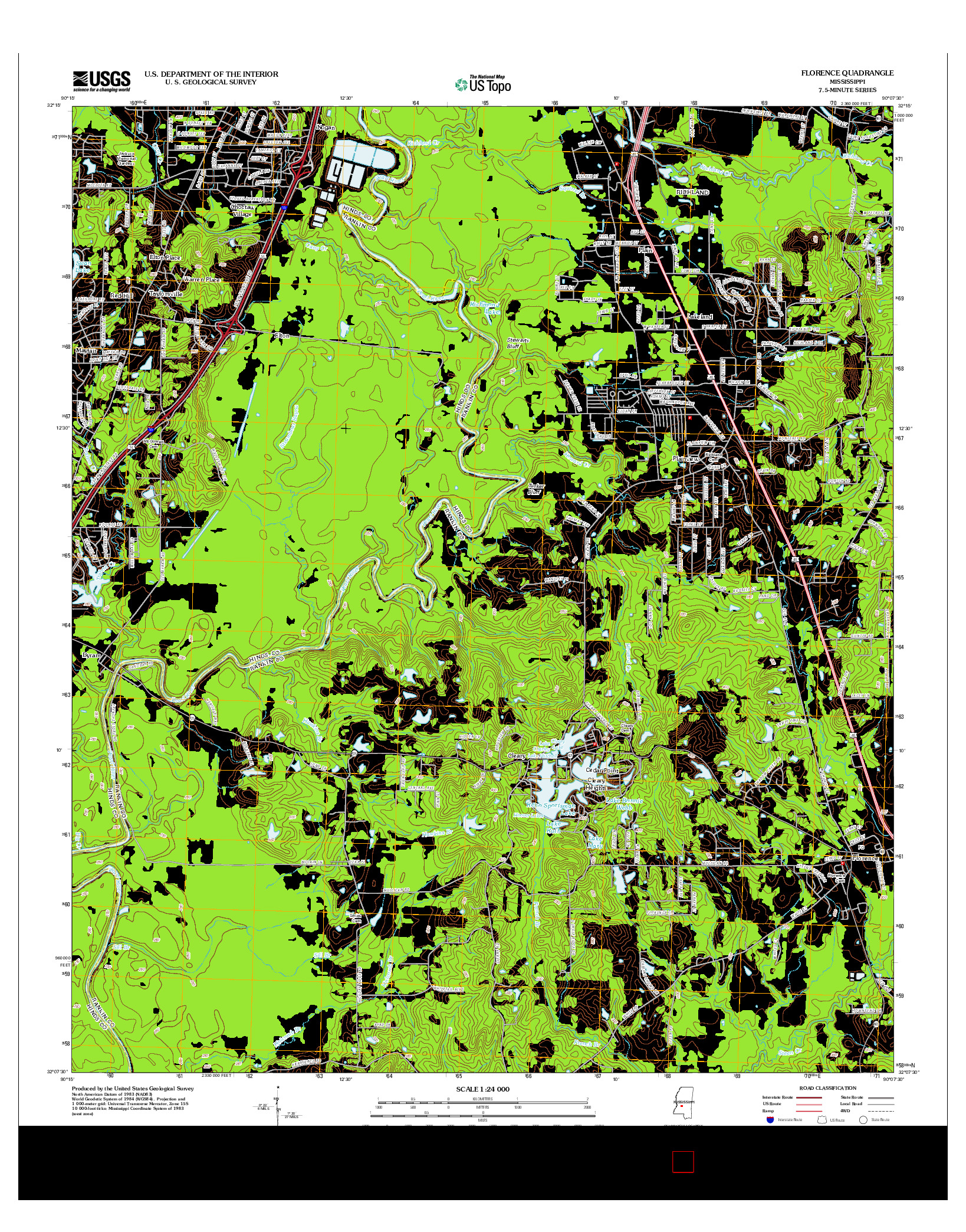 USGS US TOPO 7.5-MINUTE MAP FOR FLORENCE, MS 2012