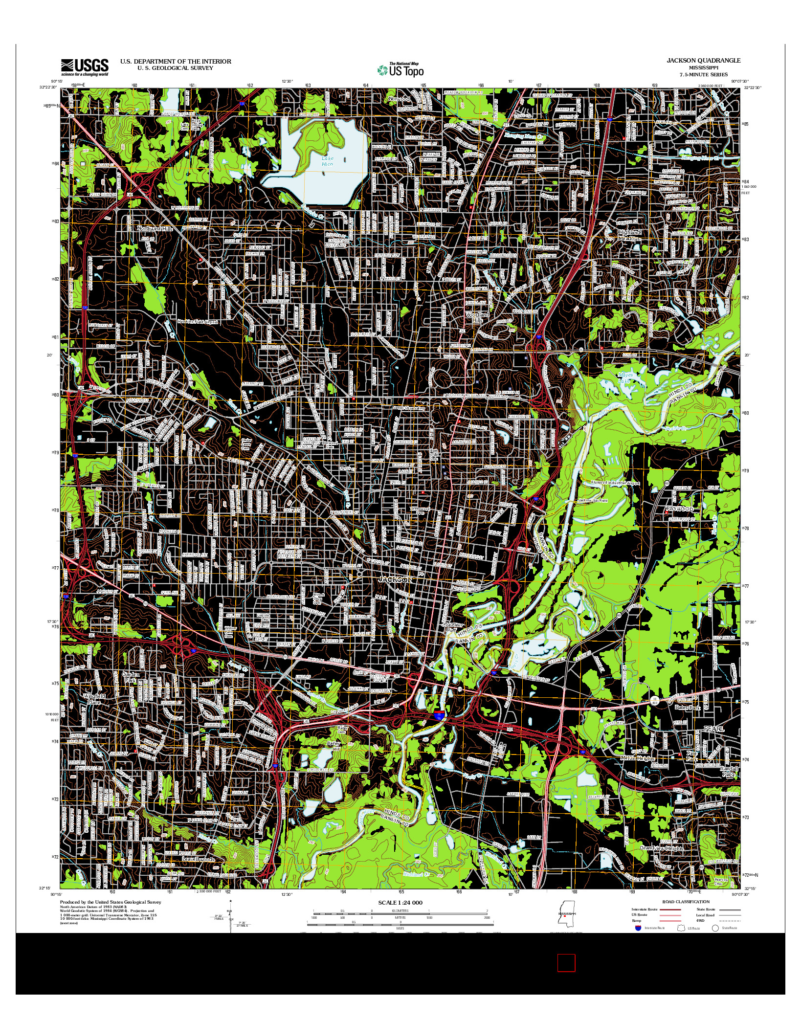 USGS US TOPO 7.5-MINUTE MAP FOR JACKSON, MS 2012