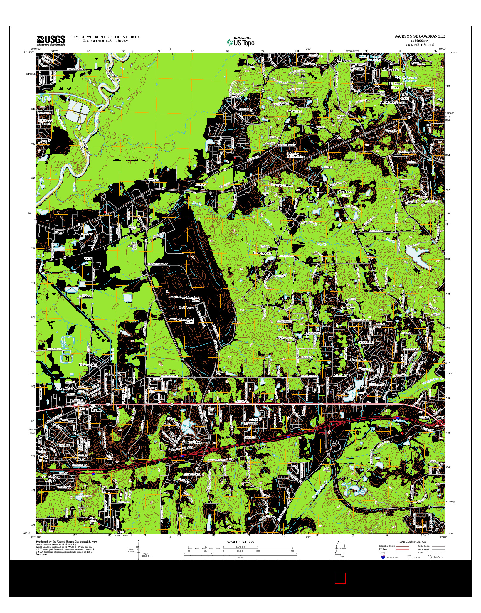 USGS US TOPO 7.5-MINUTE MAP FOR JACKSON SE, MS 2012