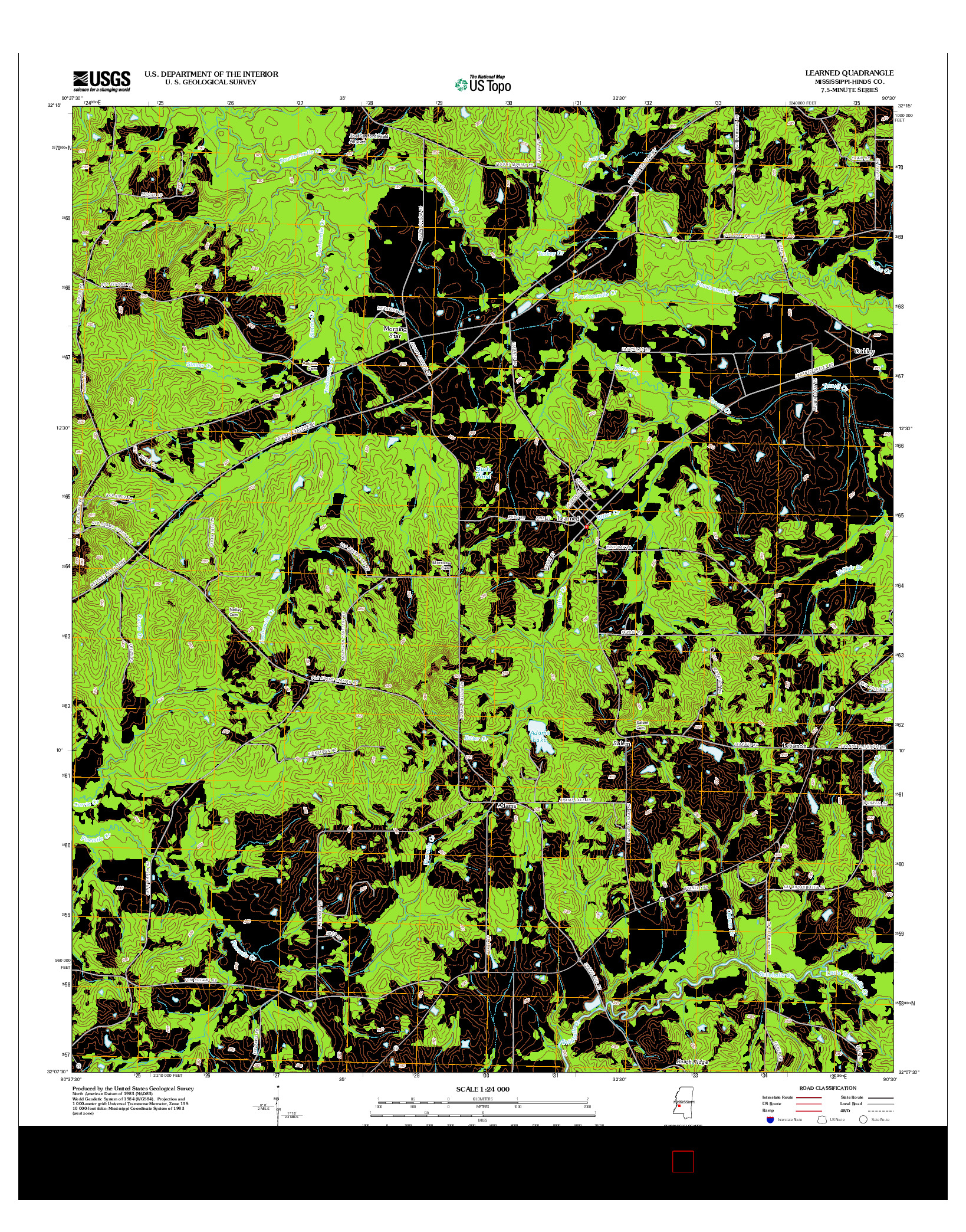 USGS US TOPO 7.5-MINUTE MAP FOR LEARNED, MS 2012