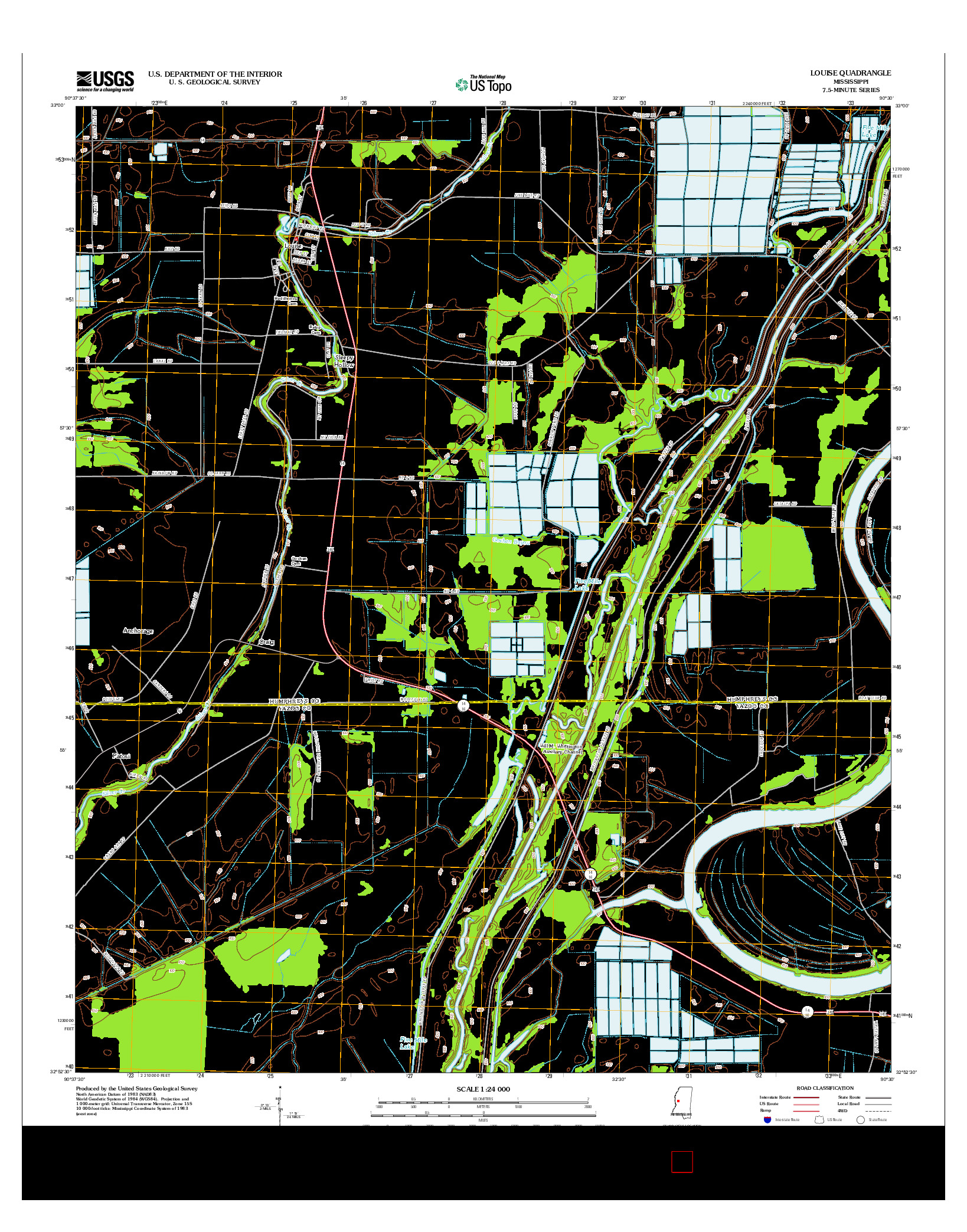 USGS US TOPO 7.5-MINUTE MAP FOR LOUISE, MS 2012