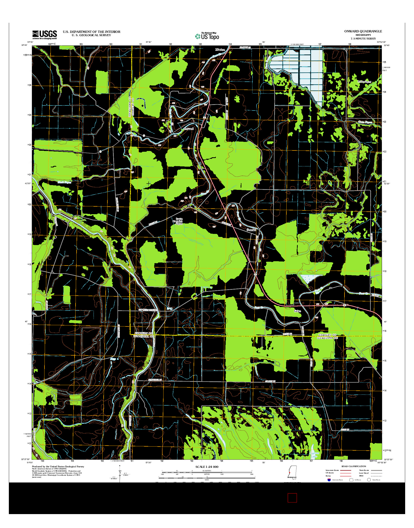 USGS US TOPO 7.5-MINUTE MAP FOR ONWARD, MS 2012