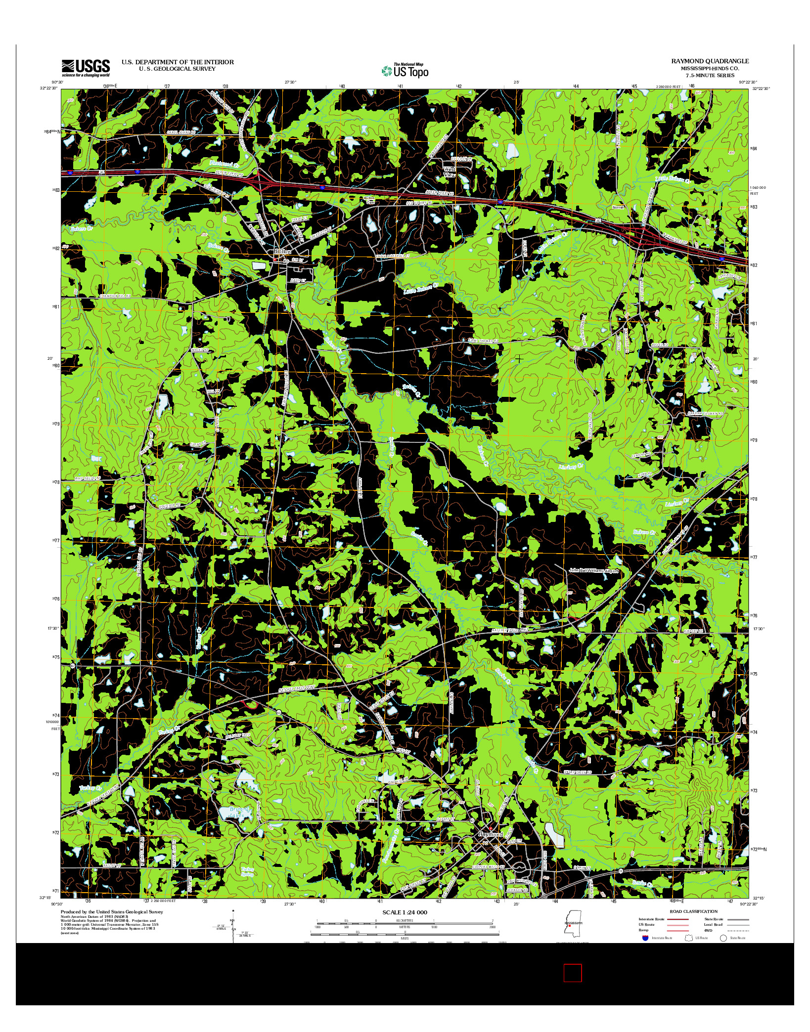USGS US TOPO 7.5-MINUTE MAP FOR RAYMOND, MS 2012
