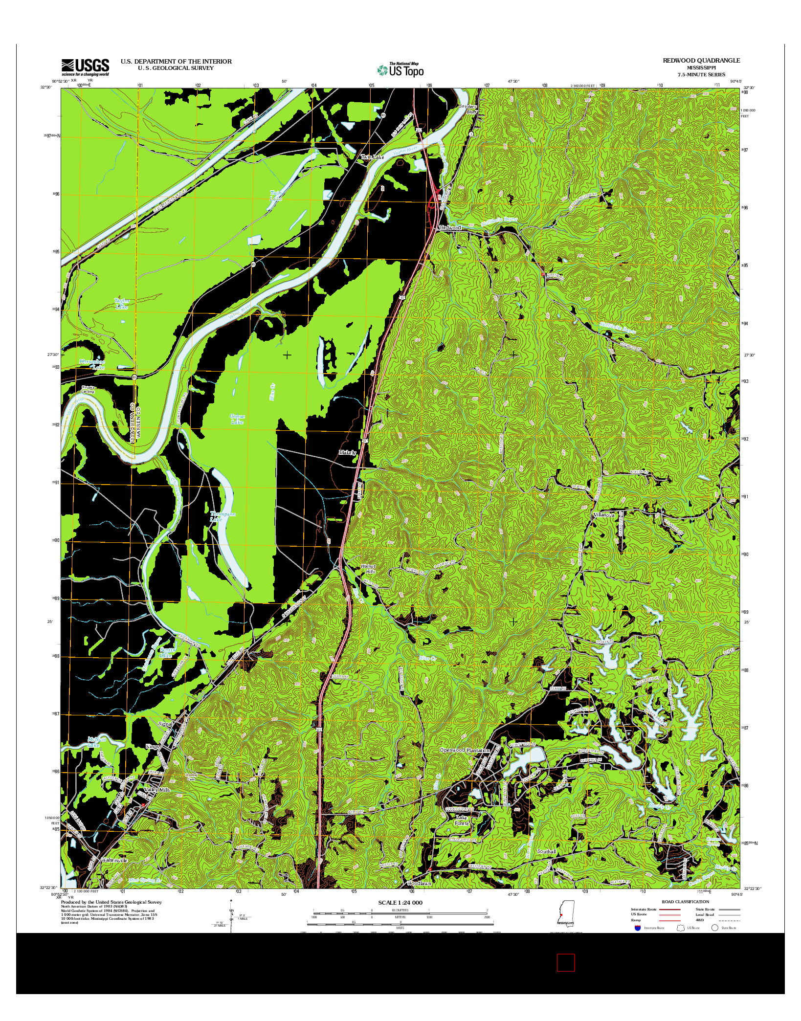 USGS US TOPO 7.5-MINUTE MAP FOR REDWOOD, MS 2012