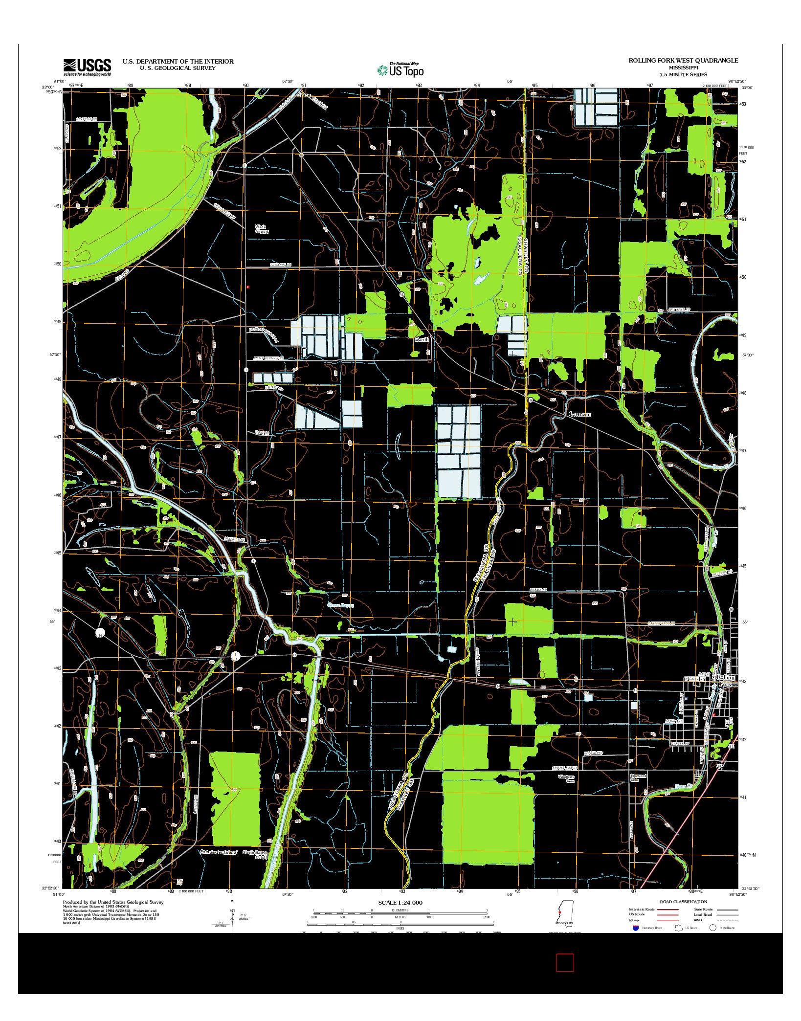 USGS US TOPO 7.5-MINUTE MAP FOR ROLLING FORK WEST, MS 2012