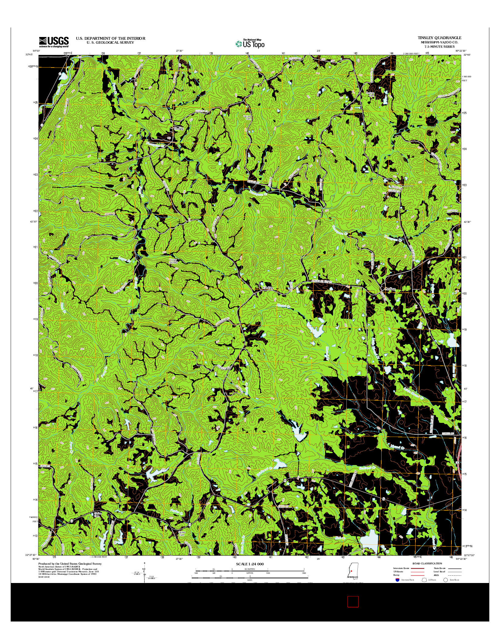 USGS US TOPO 7.5-MINUTE MAP FOR TINSLEY, MS 2012